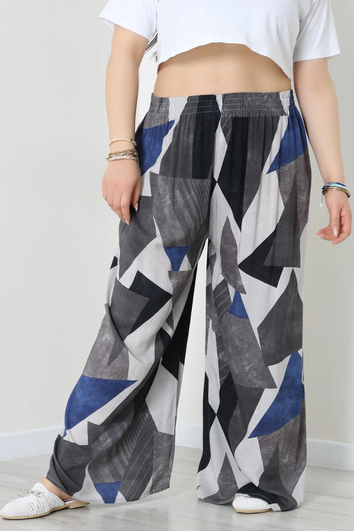 Battal Dokuma Viskon Pantolon Vizonmavi - 71111.1992.