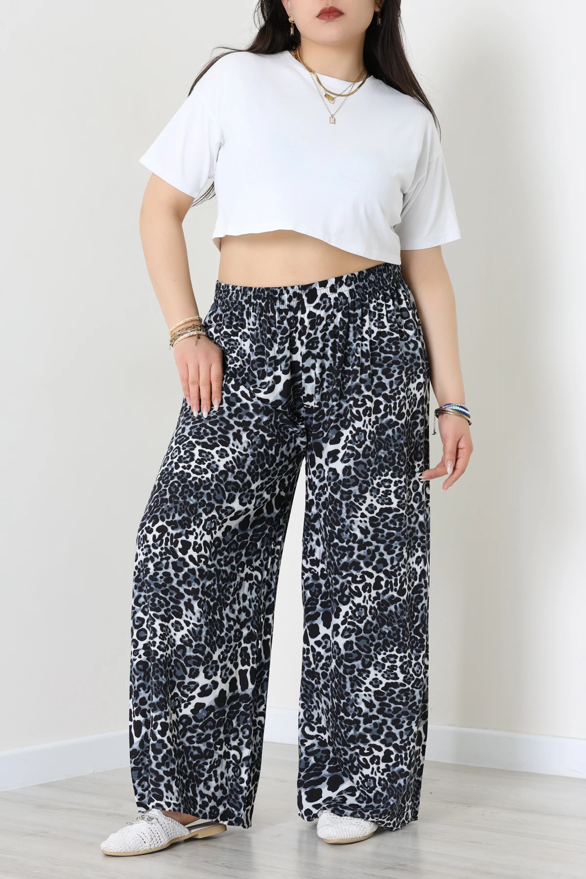 Battal Dokuma Viskon Pantolon Leopar - 71111.1992.