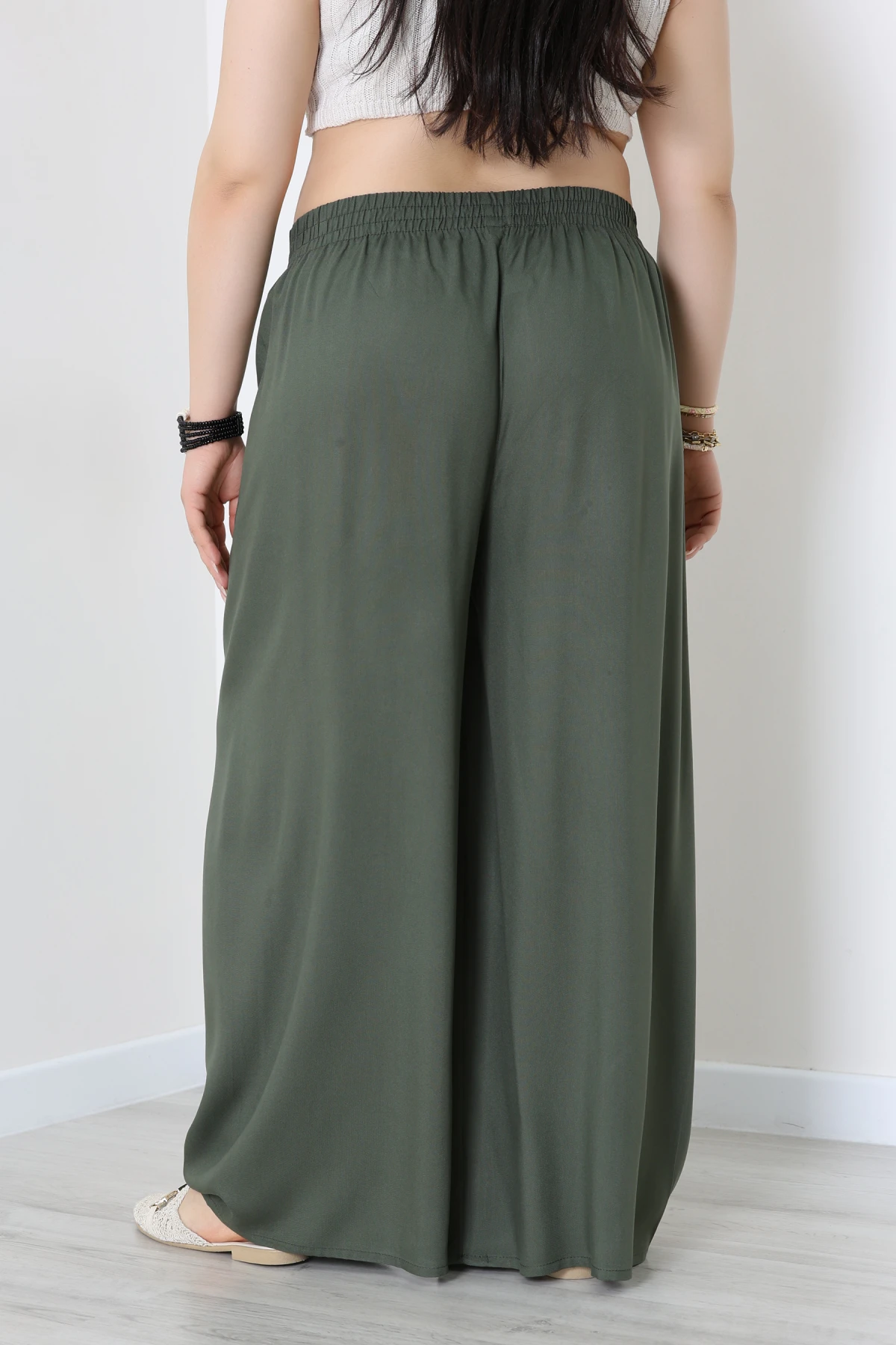 Battal Dokuma Viskon Pantolon Haki - 71111.1992.