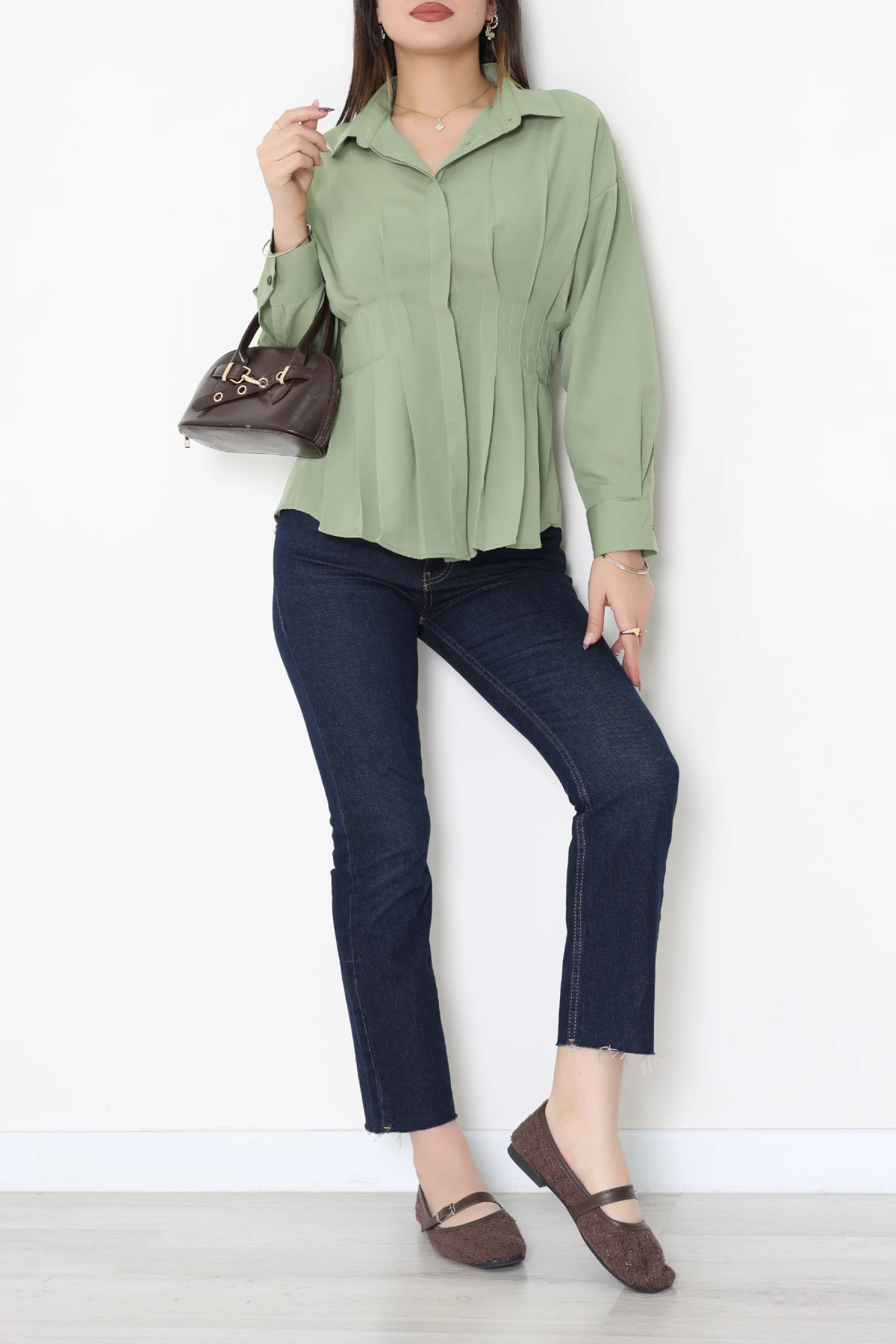 Bel Pensli Gömlek  Yeşil - 71142.1402.