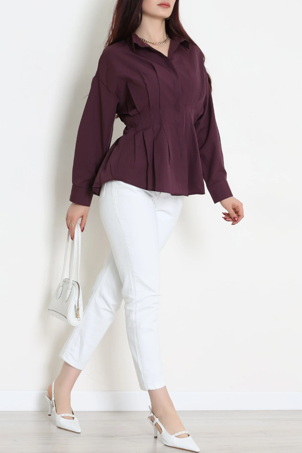 Bel Pensli Gömlek  Mürdüm - 71142.1402.