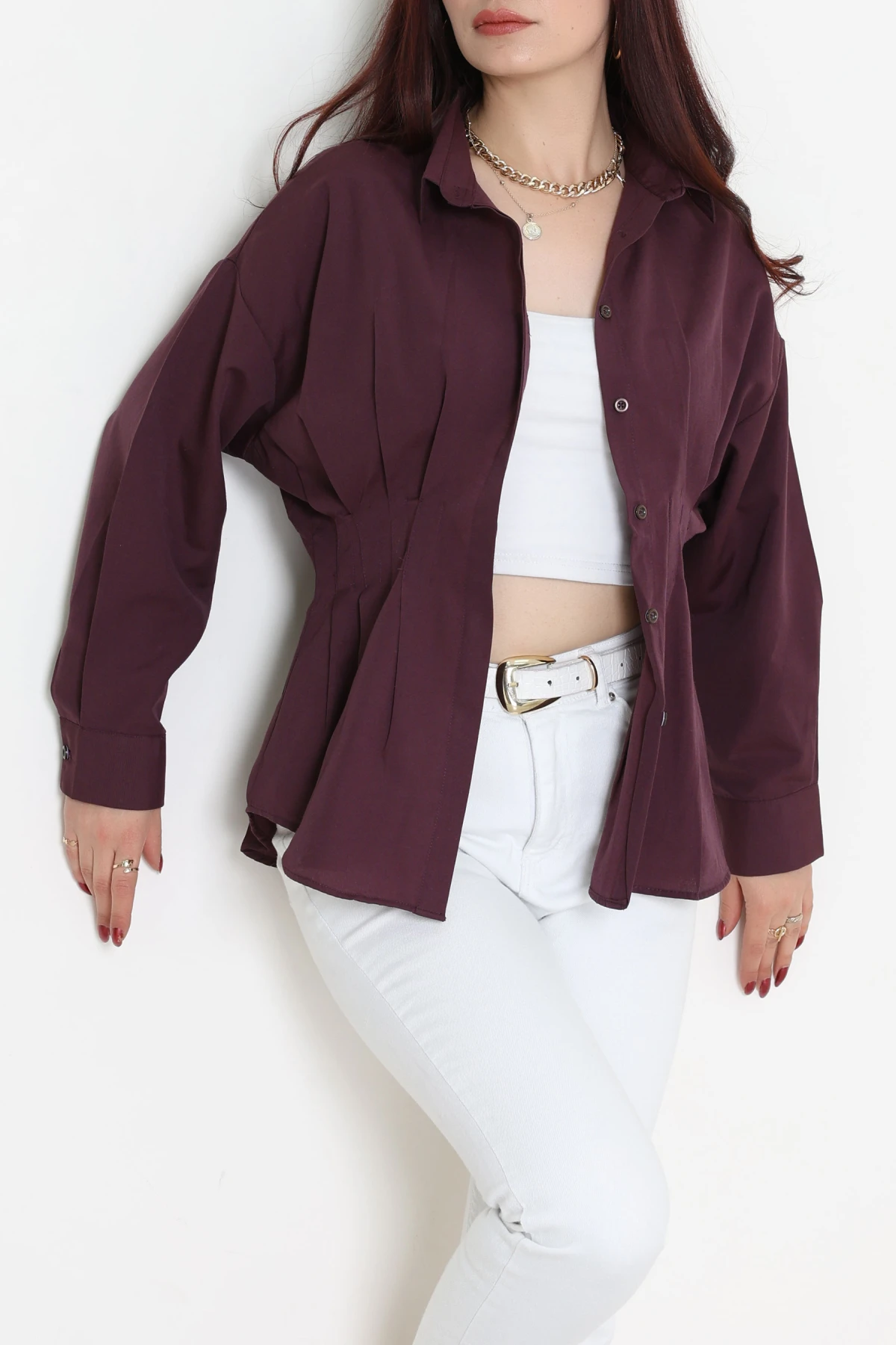 Bel Pensli Gömlek  Mürdüm - 71142.1402.