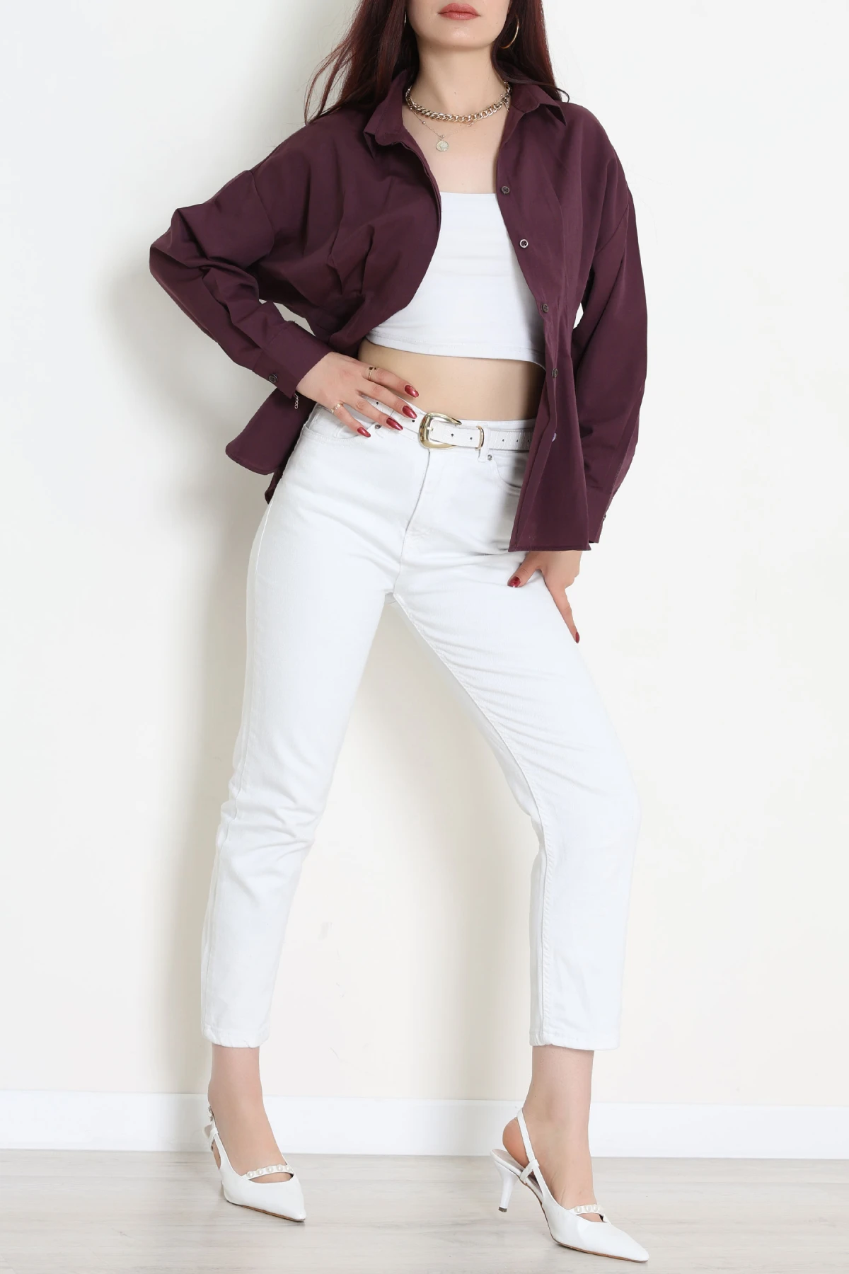 Bel Pensli Gömlek  Mürdüm - 71142.1402.