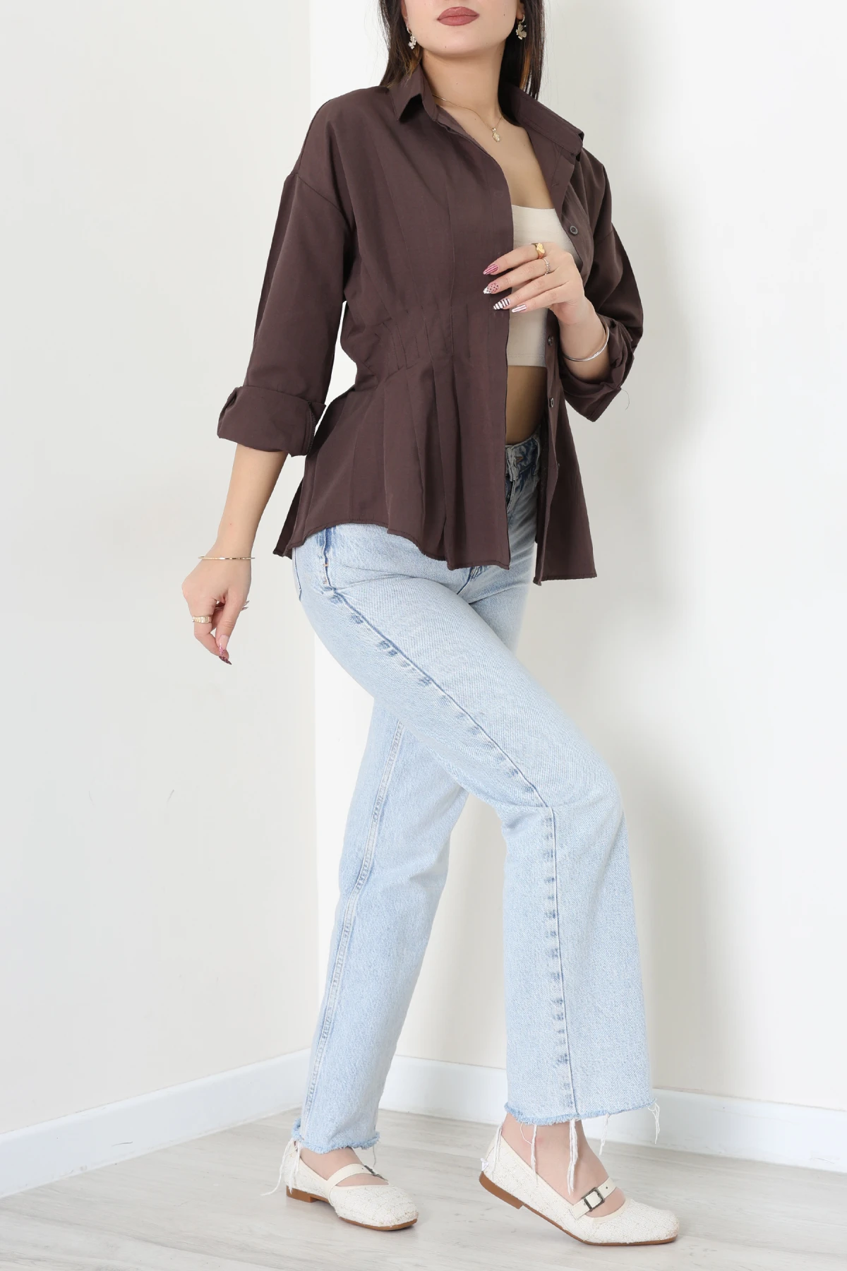 Bel Pensli Gömlek  Kahve - 71142.1402.