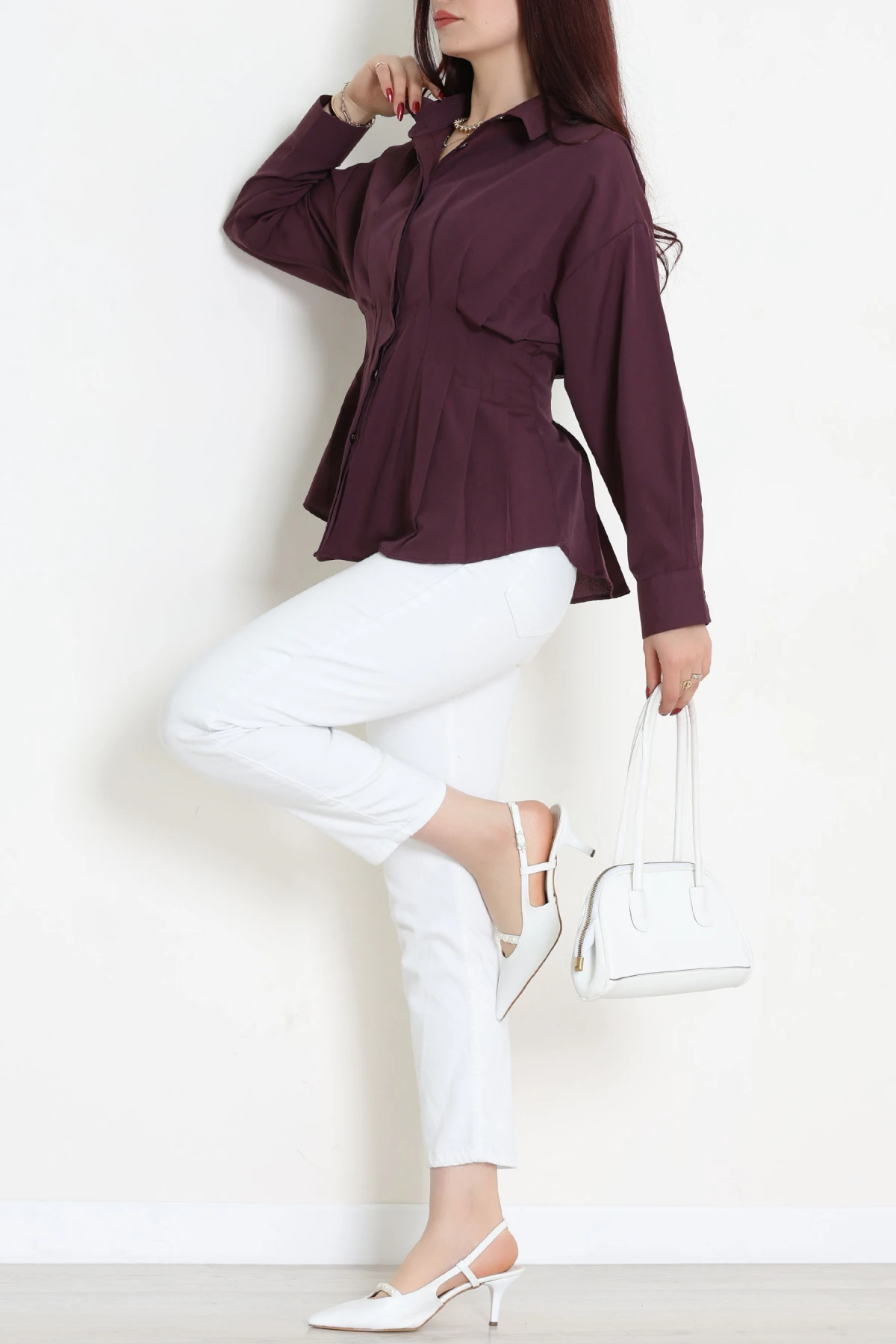 Bel Pensli Gömlek  Mürdüm - 71142.1402.