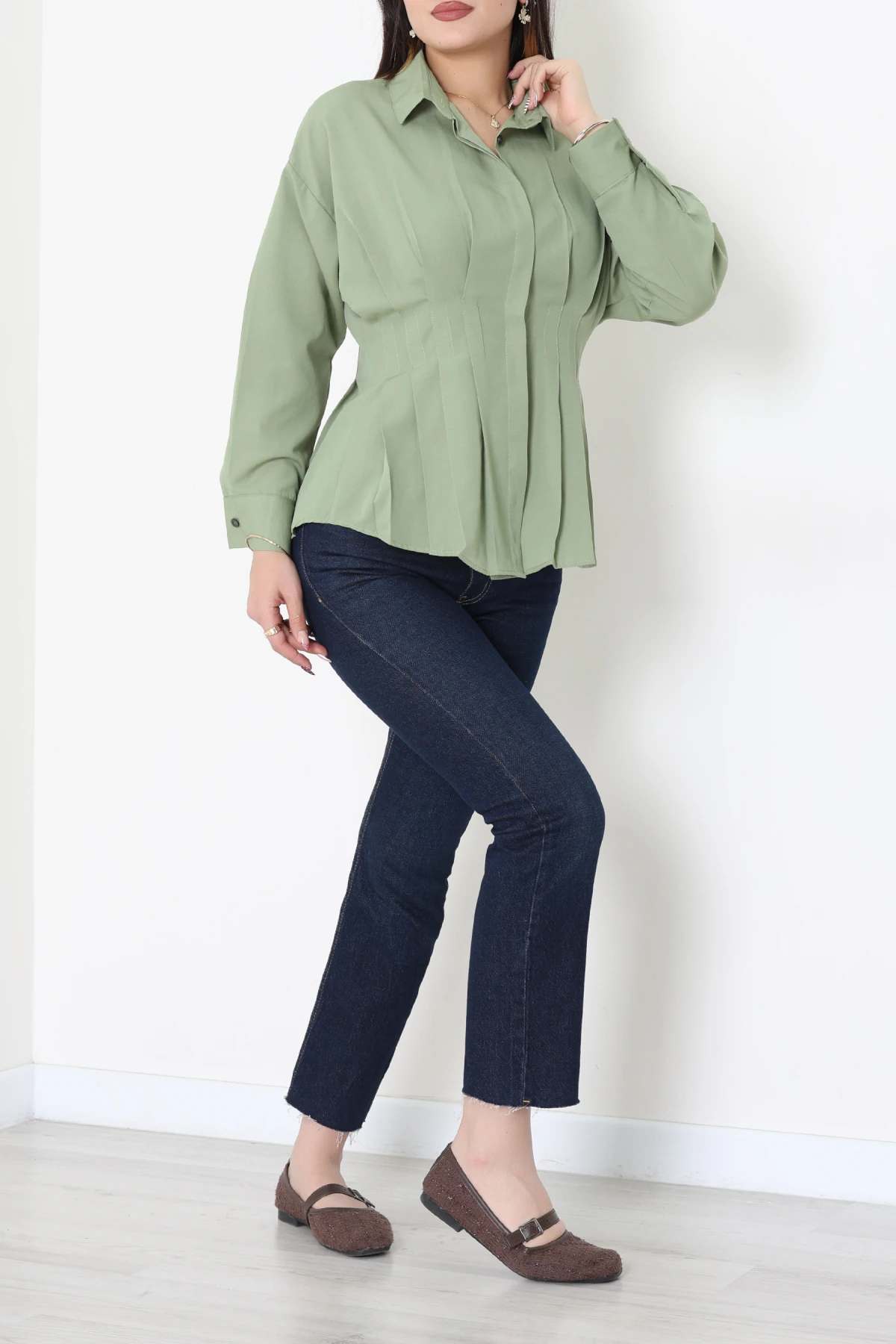Bel Pensli Gömlek  Yeşil - 71142.1402.