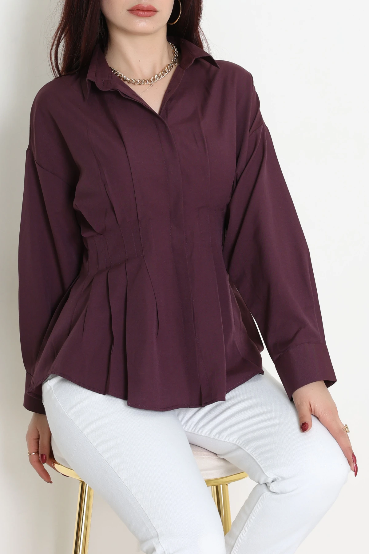 Bel Pensli Gömlek  Mürdüm - 71142.1402.