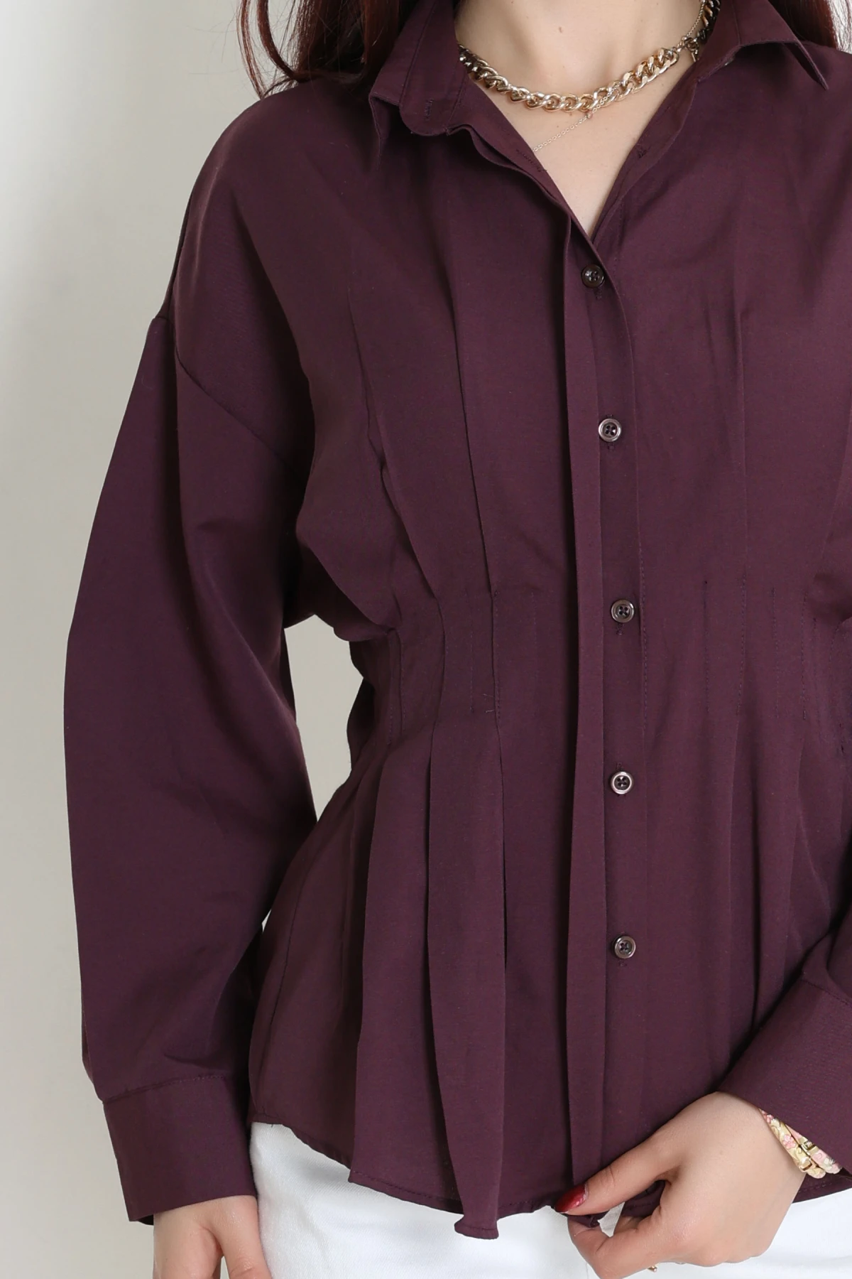 Bel Pensli Gömlek  Mürdüm - 71142.1402.