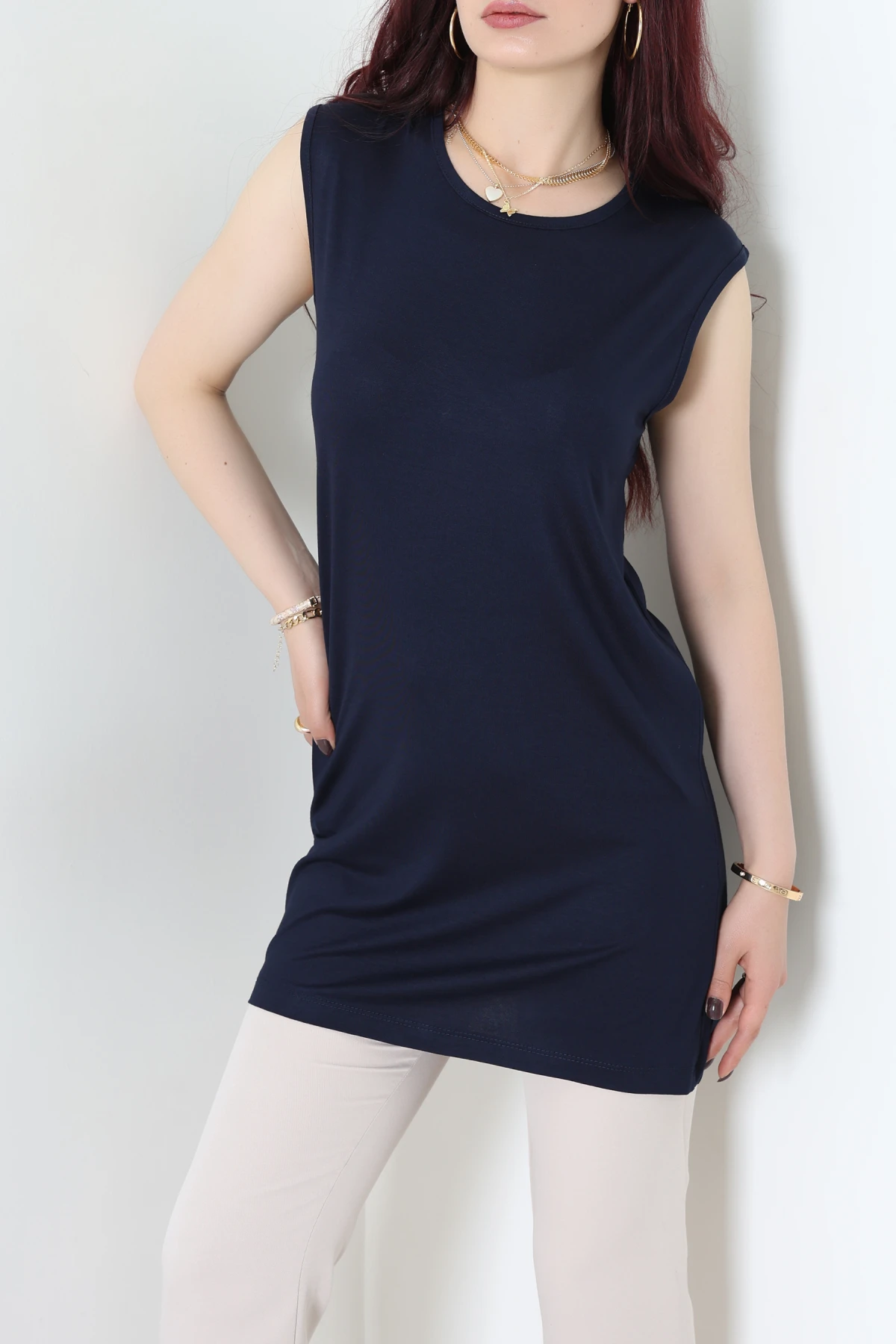 Bisiklet Yaka Sıfır Kollu Viskon Bluz Laci - 71487.599.