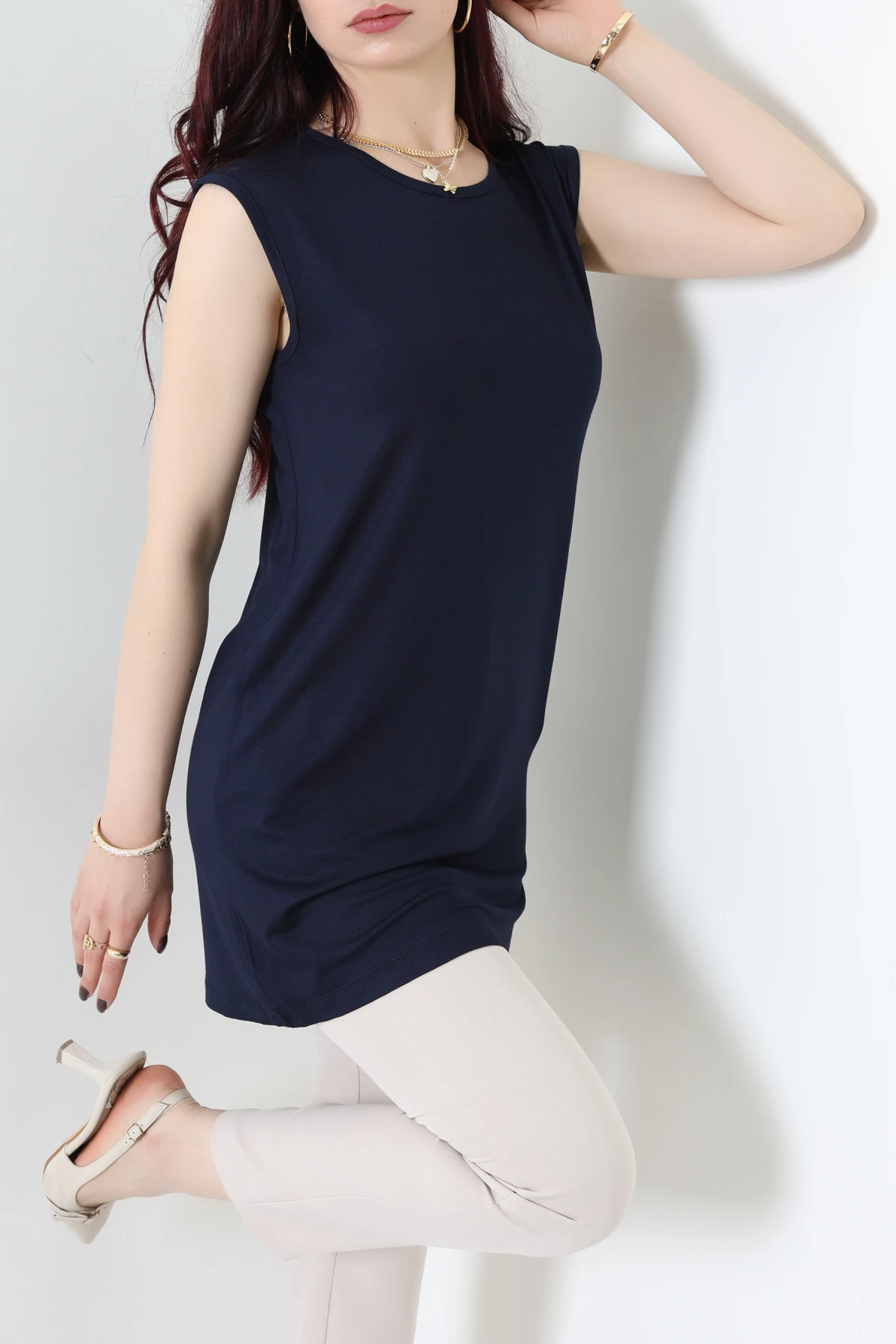 Bisiklet Yaka Sıfır Kollu Viskon Bluz Laci - 71487.599.