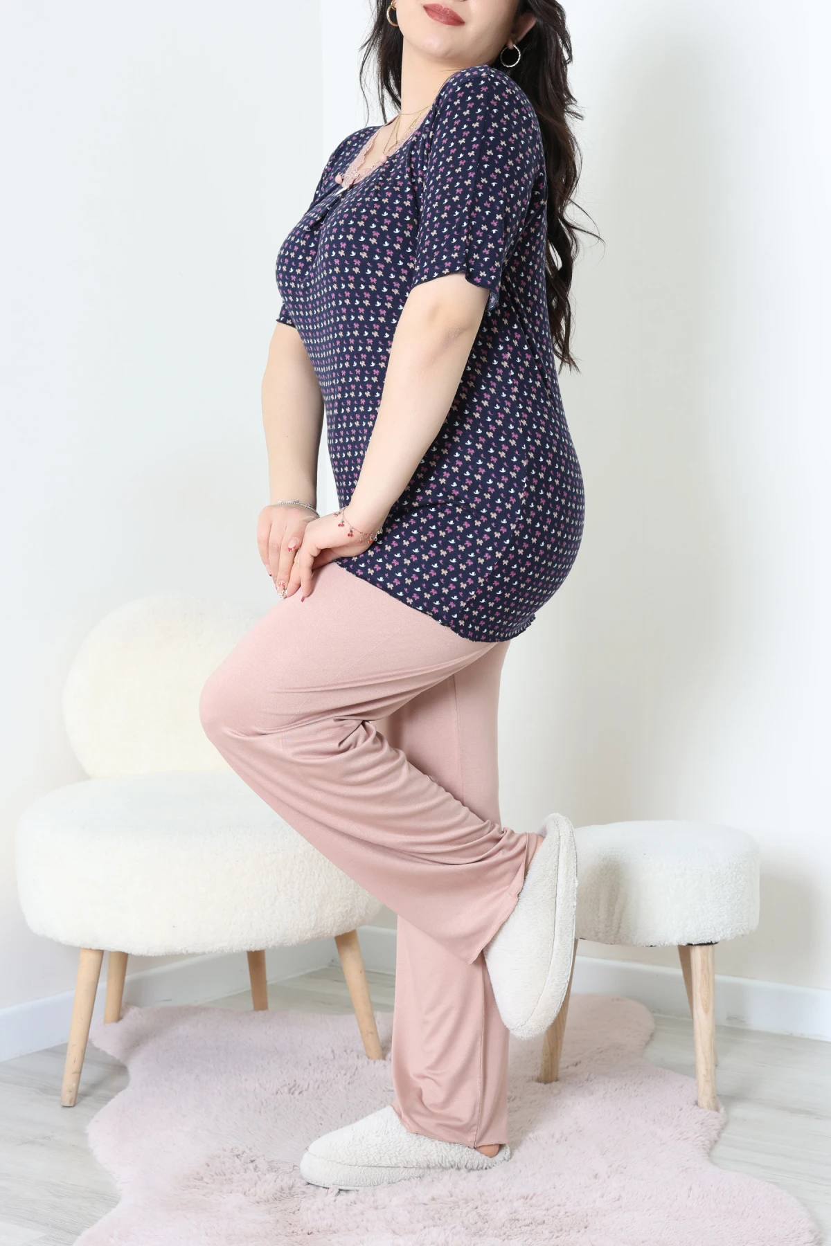 Büyük Beden Dantelli Pijama Takımı Lacikaramel - 71500.1773.