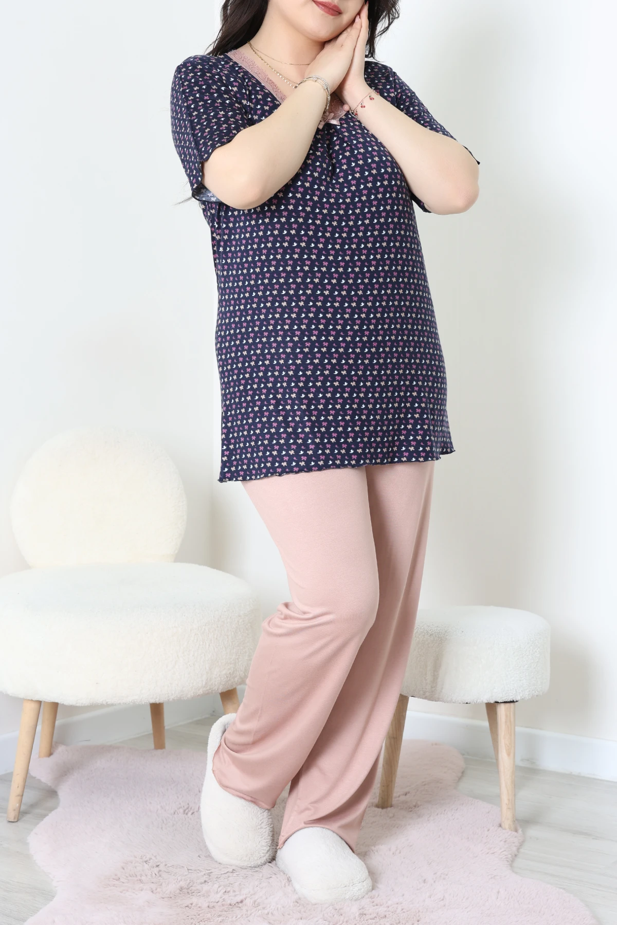 Büyük Beden Dantelli Pijama Takımı Lacikaramel - 71500.1773.