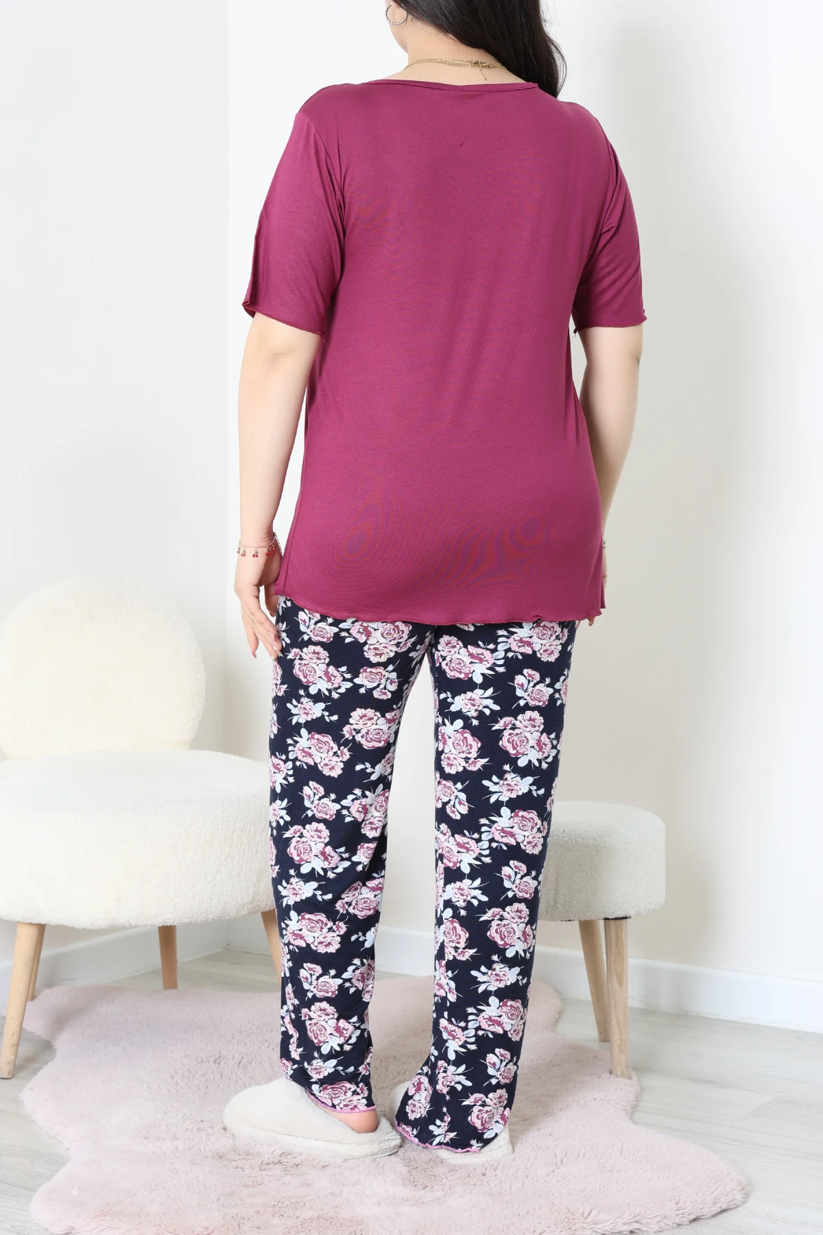 Büyük Beden Dantelli Pijama Takımı Mor - 71500.1773.