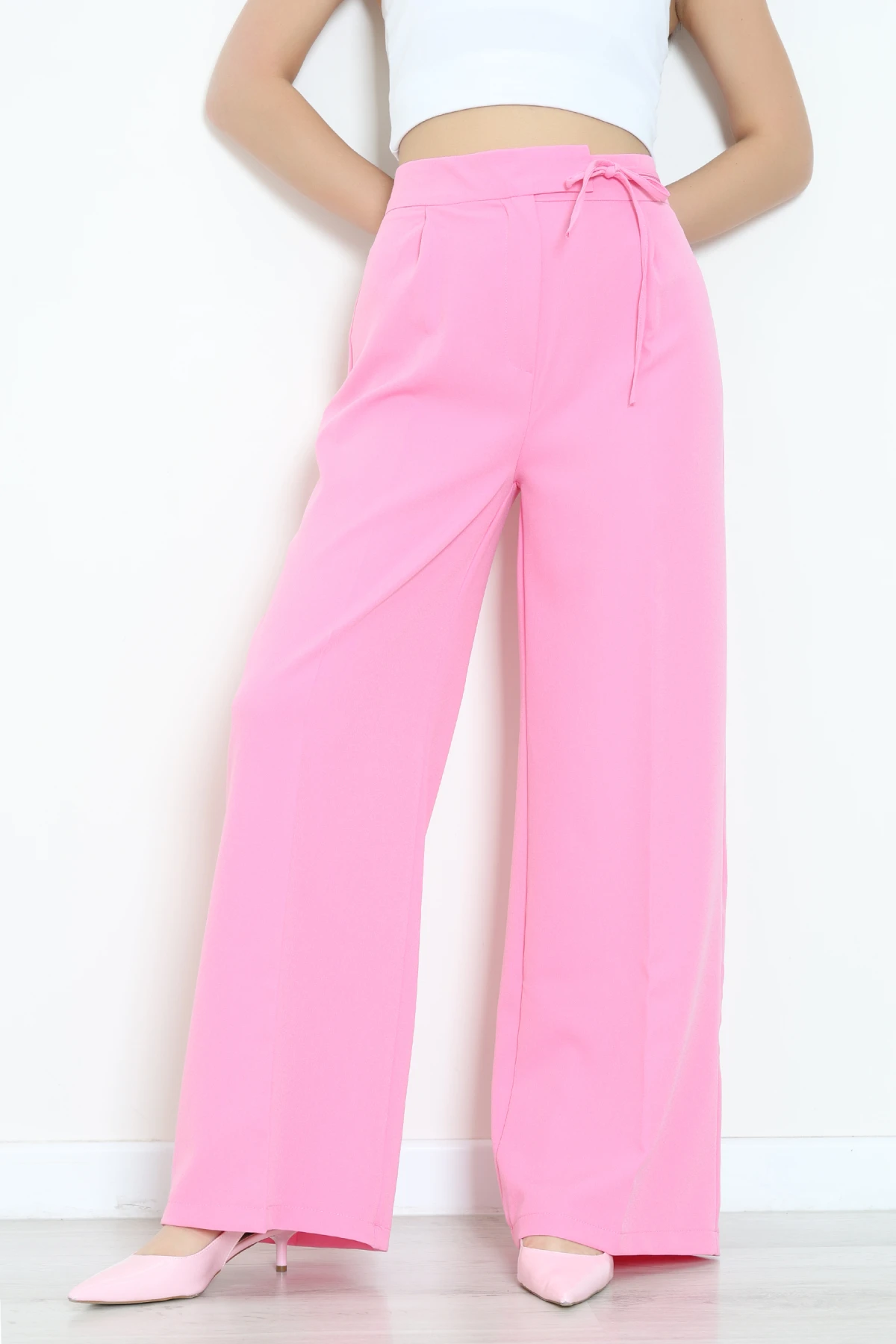 Bel Bağlama Detaylı Pantolon Pembe - 7351.1437.