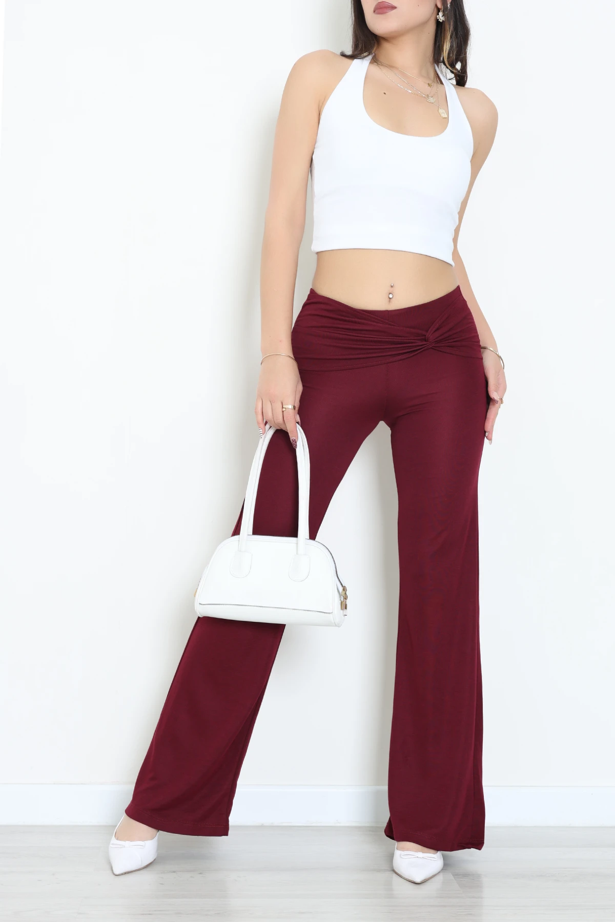 Bel Kurdele Detay Pantolon Mürdüm - 8026.1247.