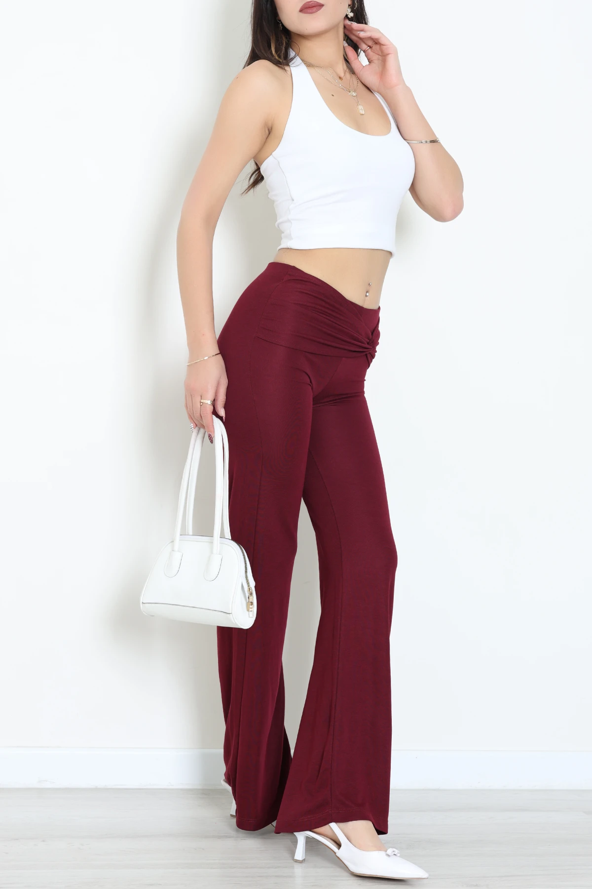 Bel Kurdele Detay Pantolon Mürdüm - 8026.1247.