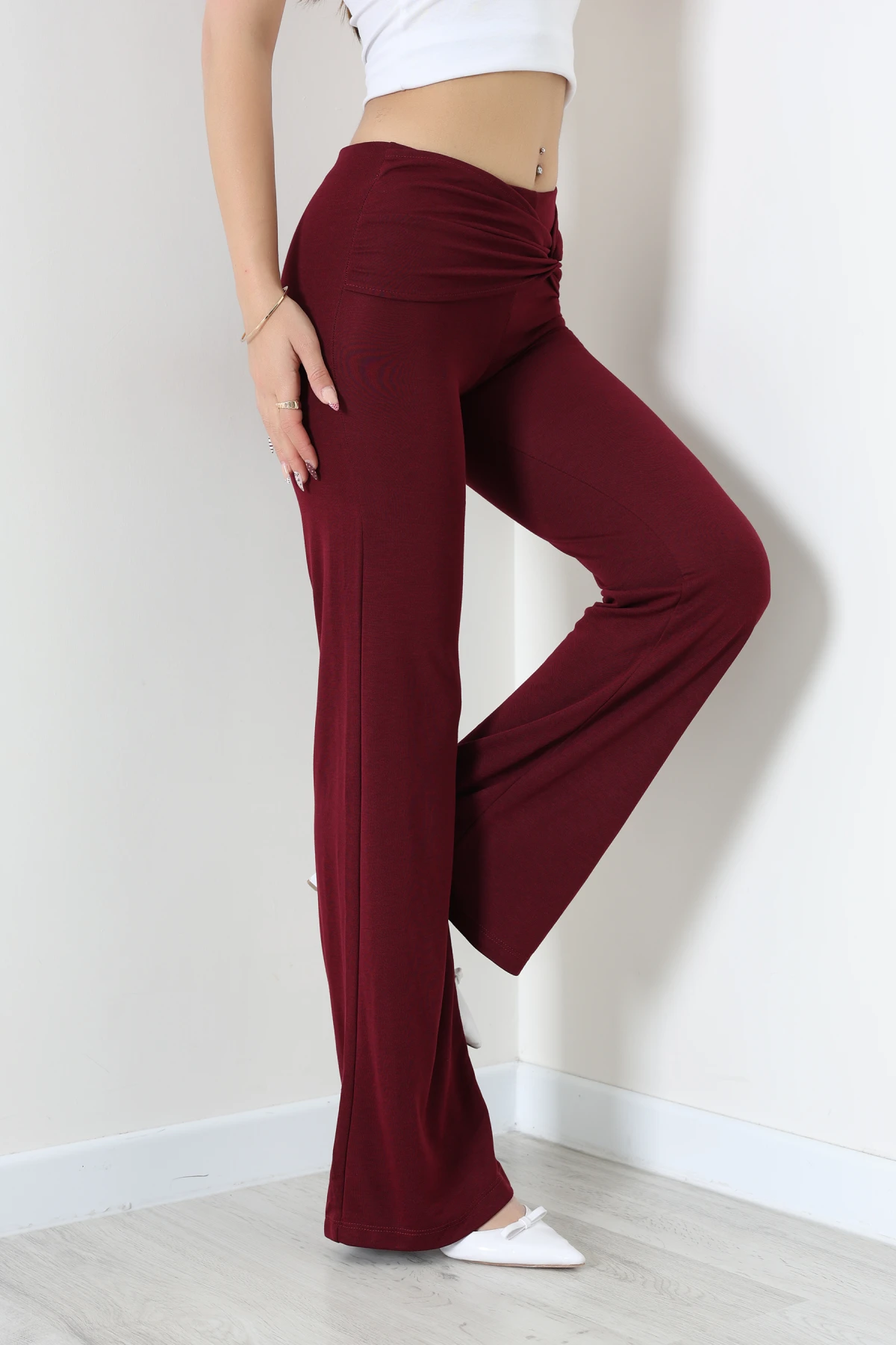 Bel Kurdele Detay Pantolon Mürdüm - 8026.1247.