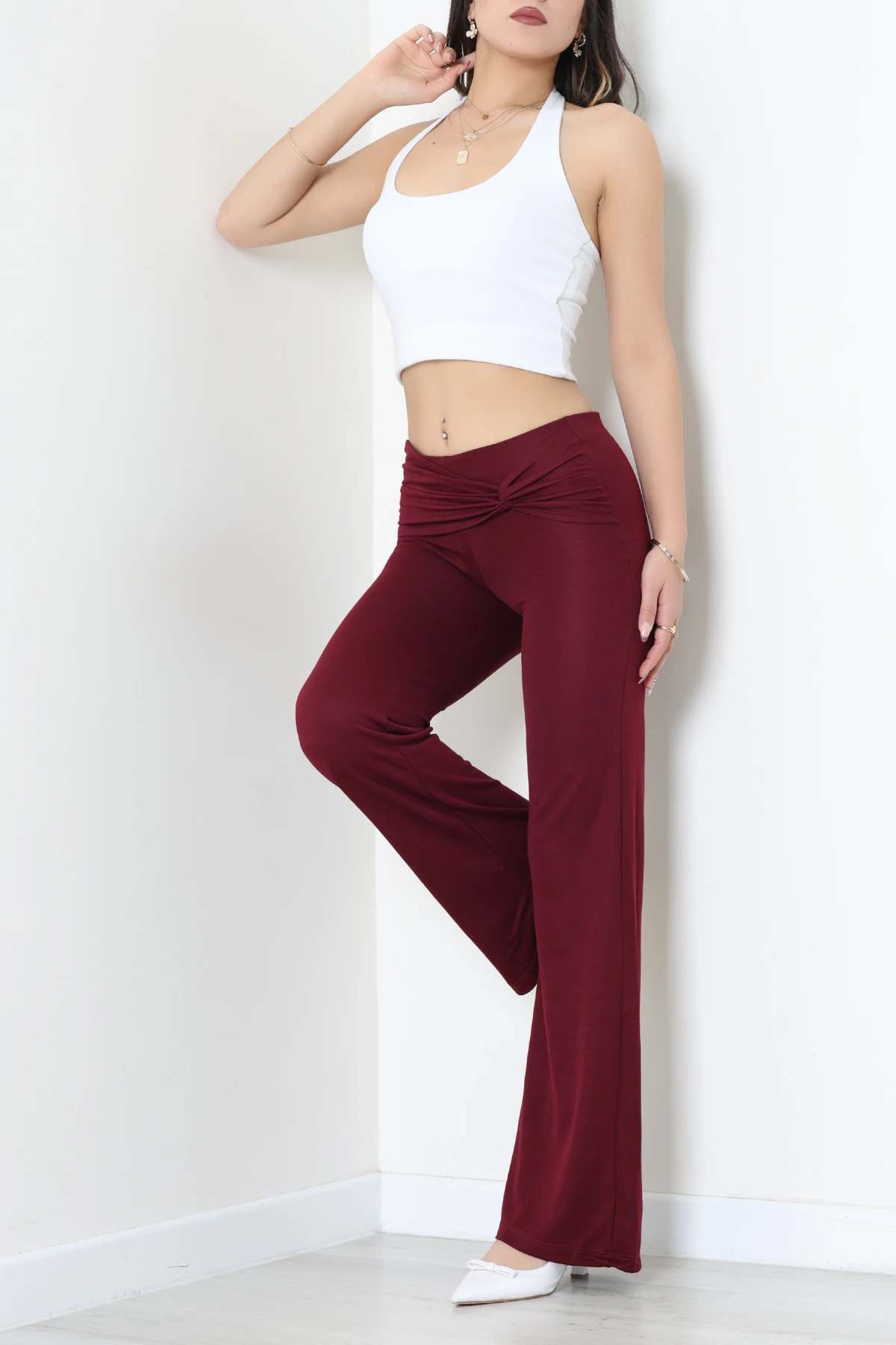 Bel Kurdele Detay Pantolon Mürdüm - 8026.1247.