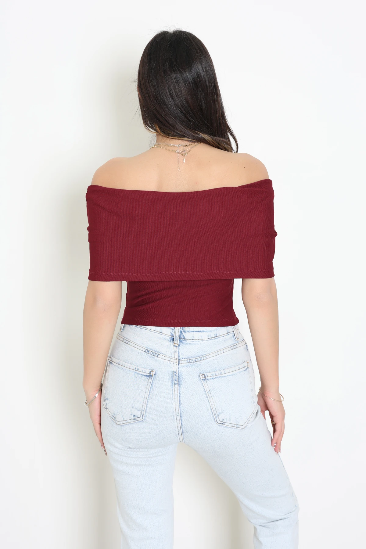 Kemerli Ottoman Bluz Bordo - 8047.1247.