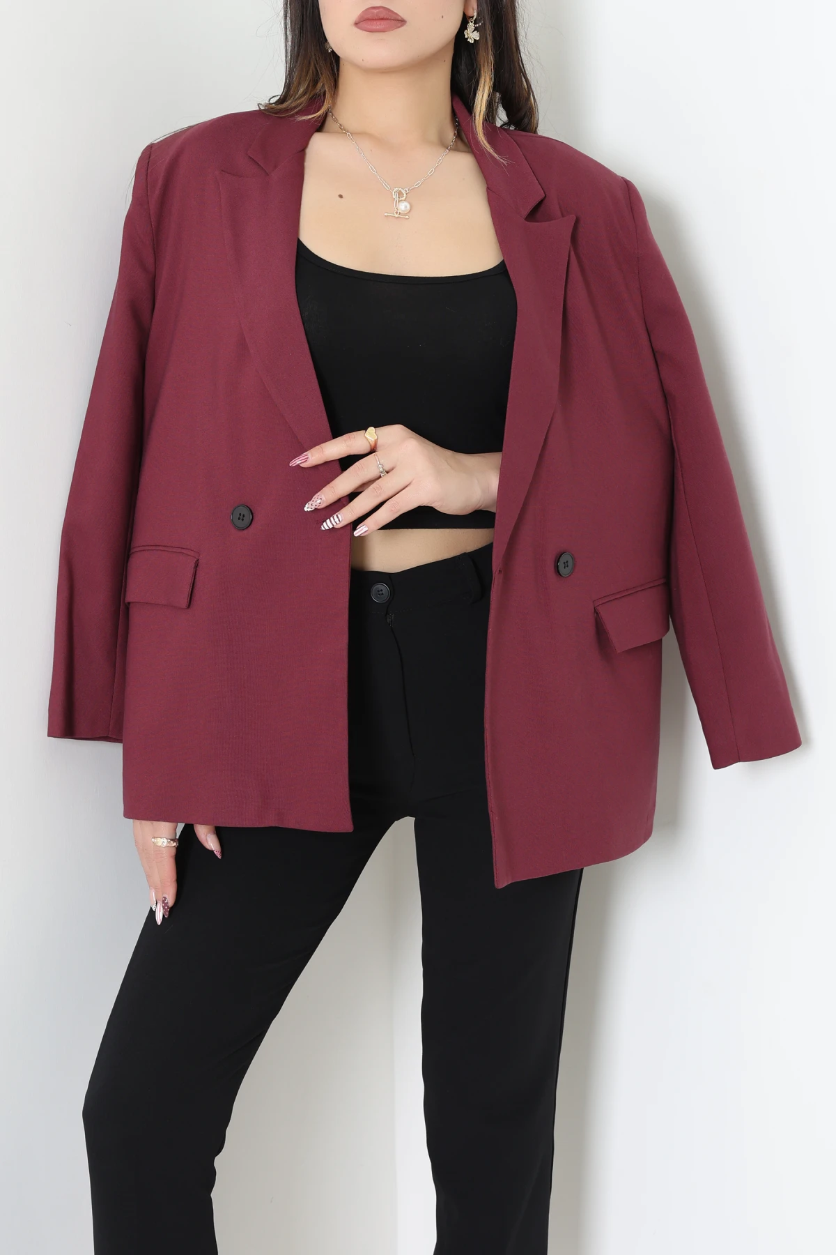 Astarlı Blazer Ceket Bordo - 8120.1437.