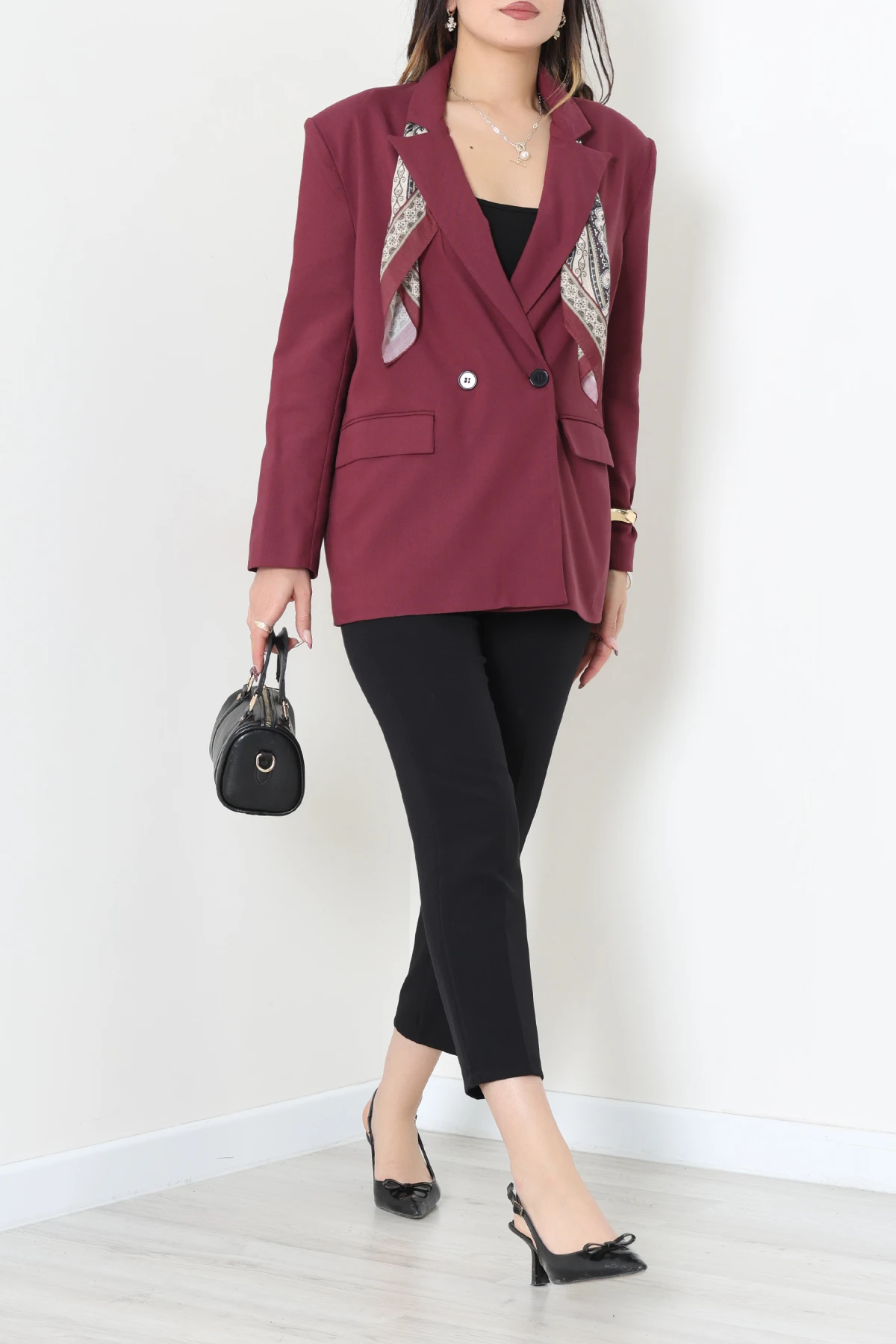 Astarlı Blazer Ceket Bordo - 8120.1437.