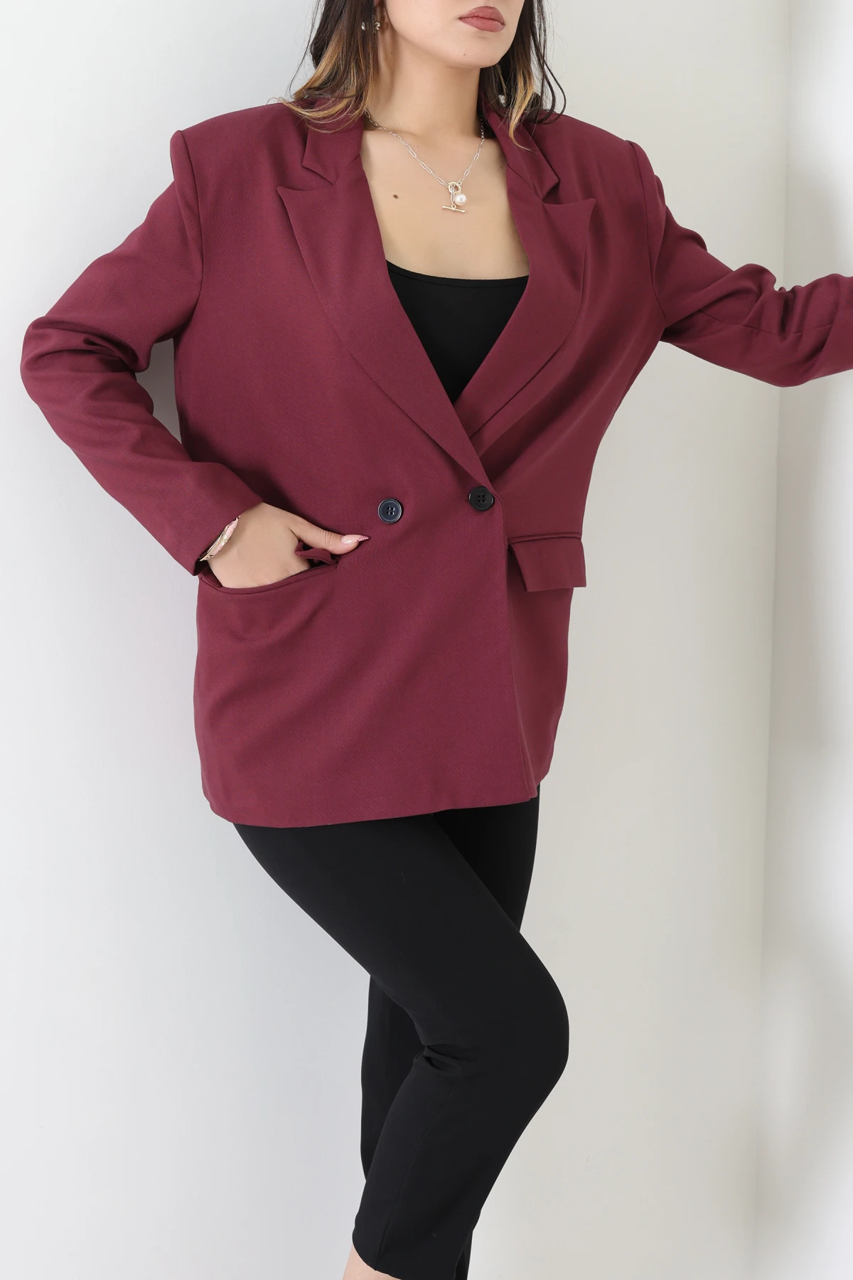 Astarlı Blazer Ceket Bordo - 8120.1437.