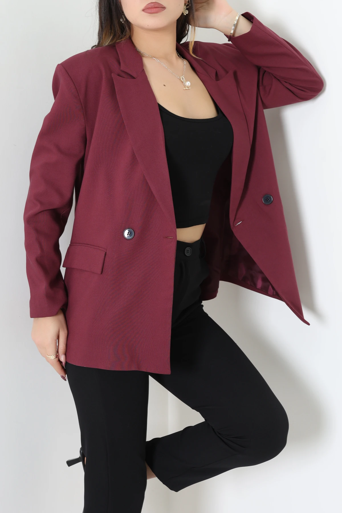 Astarlı Blazer Ceket Bordo - 8120.1437.