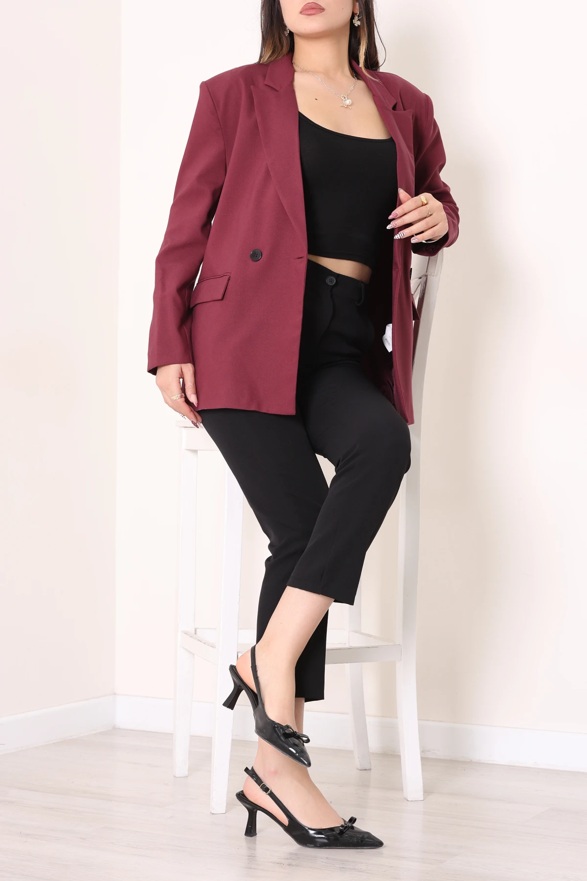 Astarlı Blazer Ceket Bordo - 8120.1437.