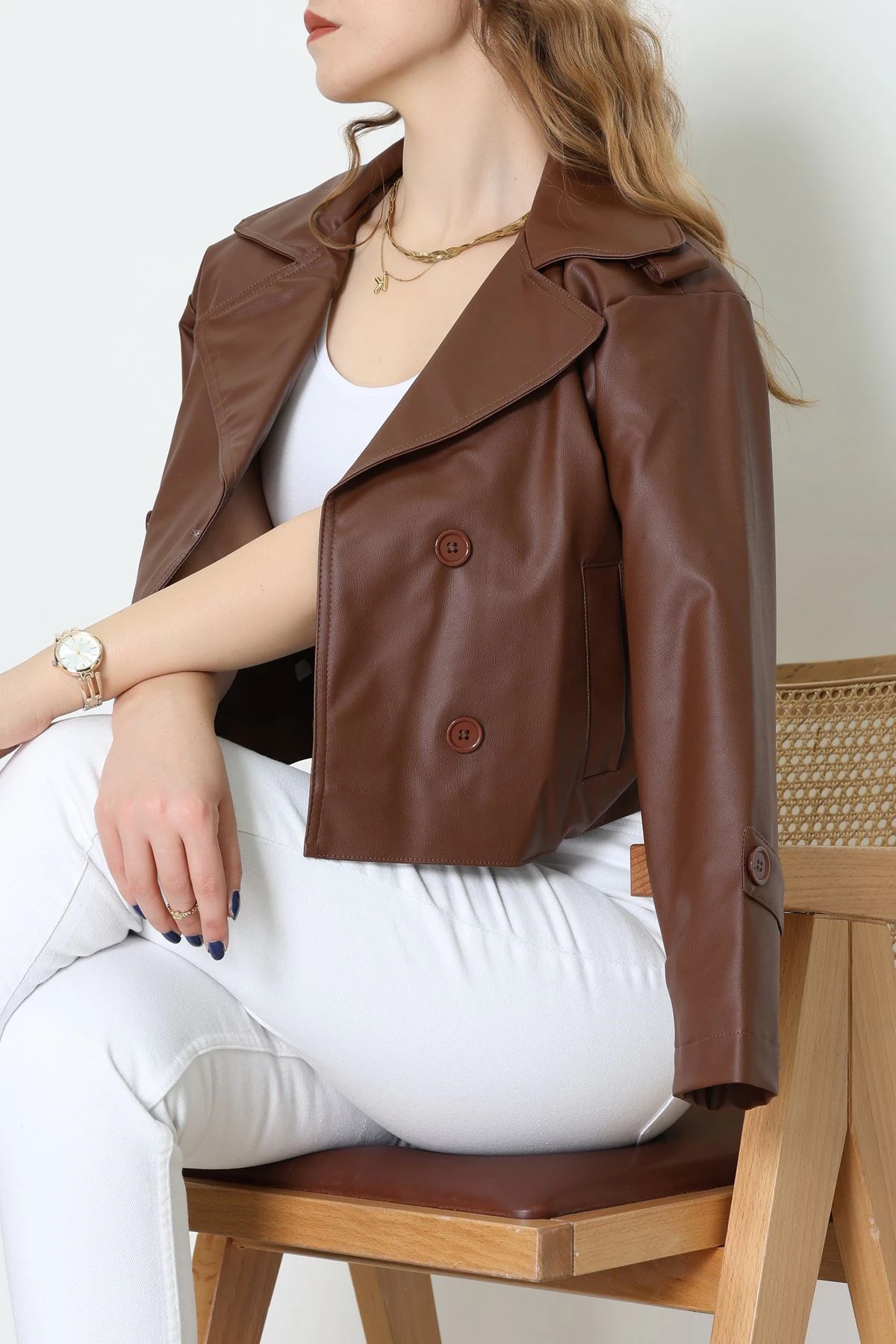 Astarlı Deri Ceket Kahve - 8678.179.