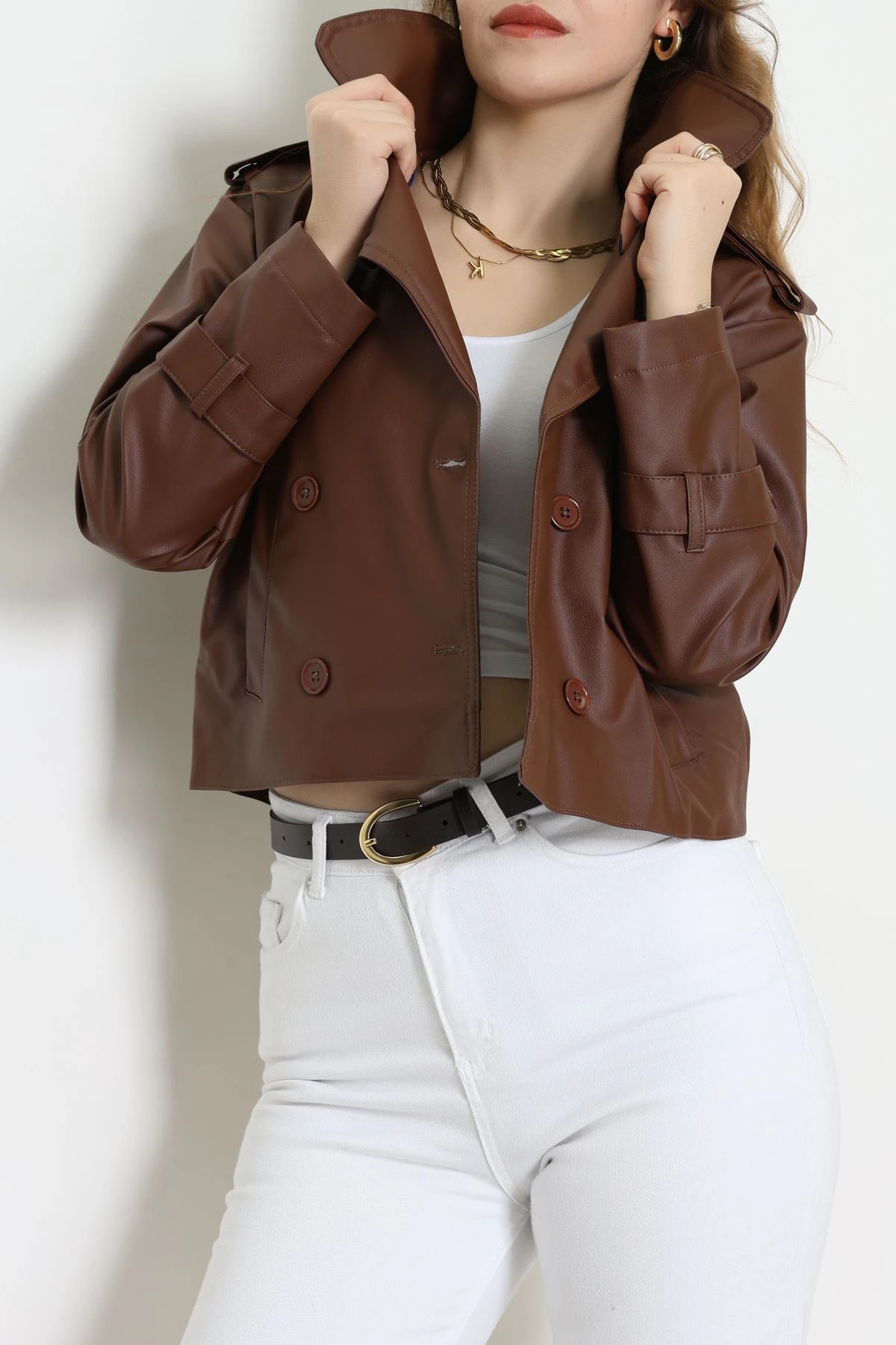 Astarlı Deri Ceket Kahve - 8678.179.