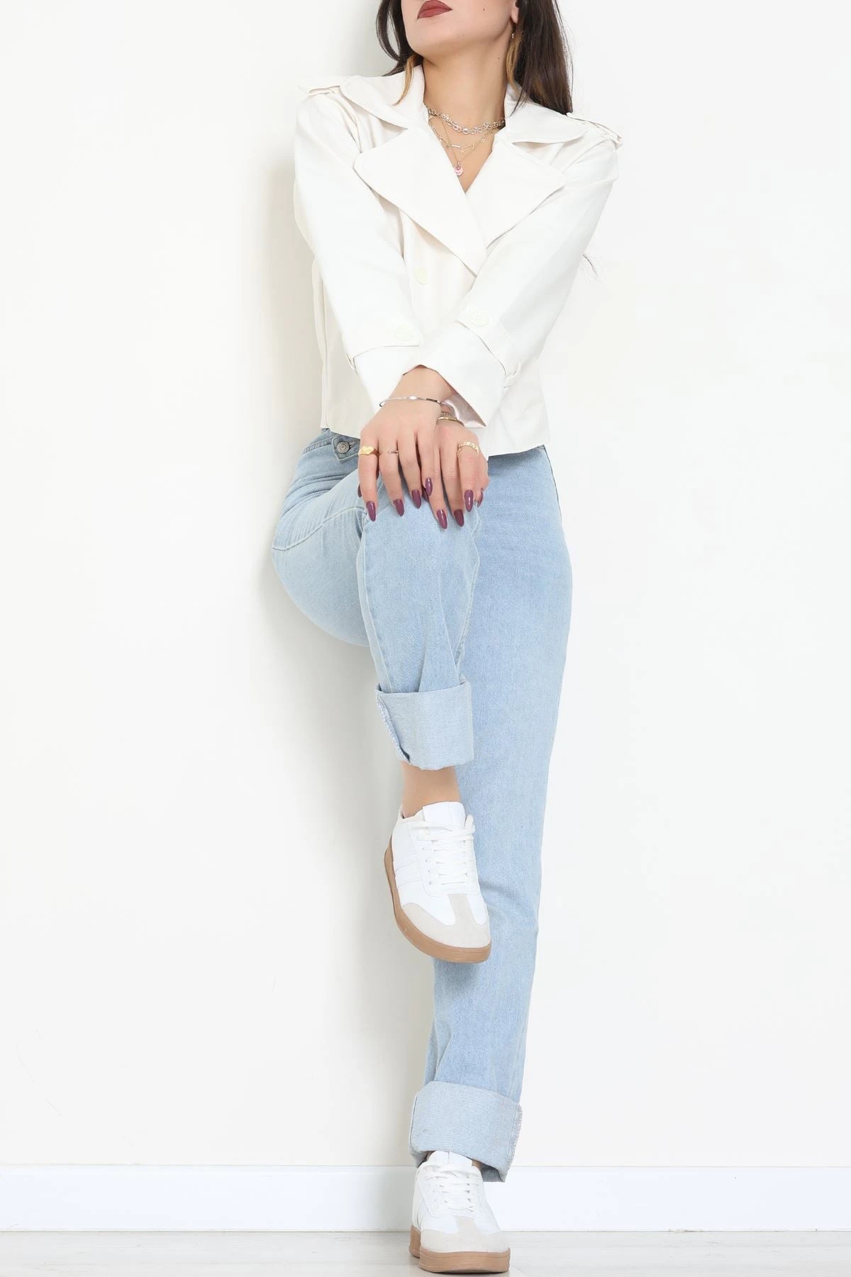 Astarlı Deri Ceket Beyaz - 8678.179.