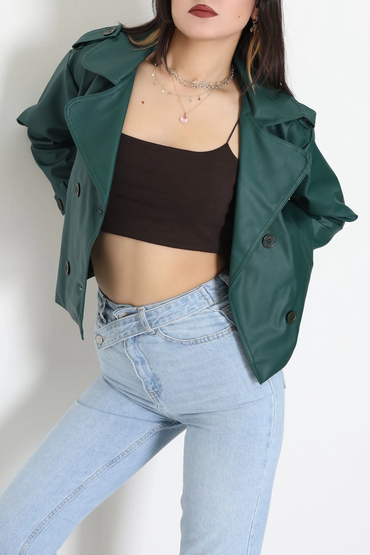 Astarlı Deri Ceket Zümrüt - 8678.179.