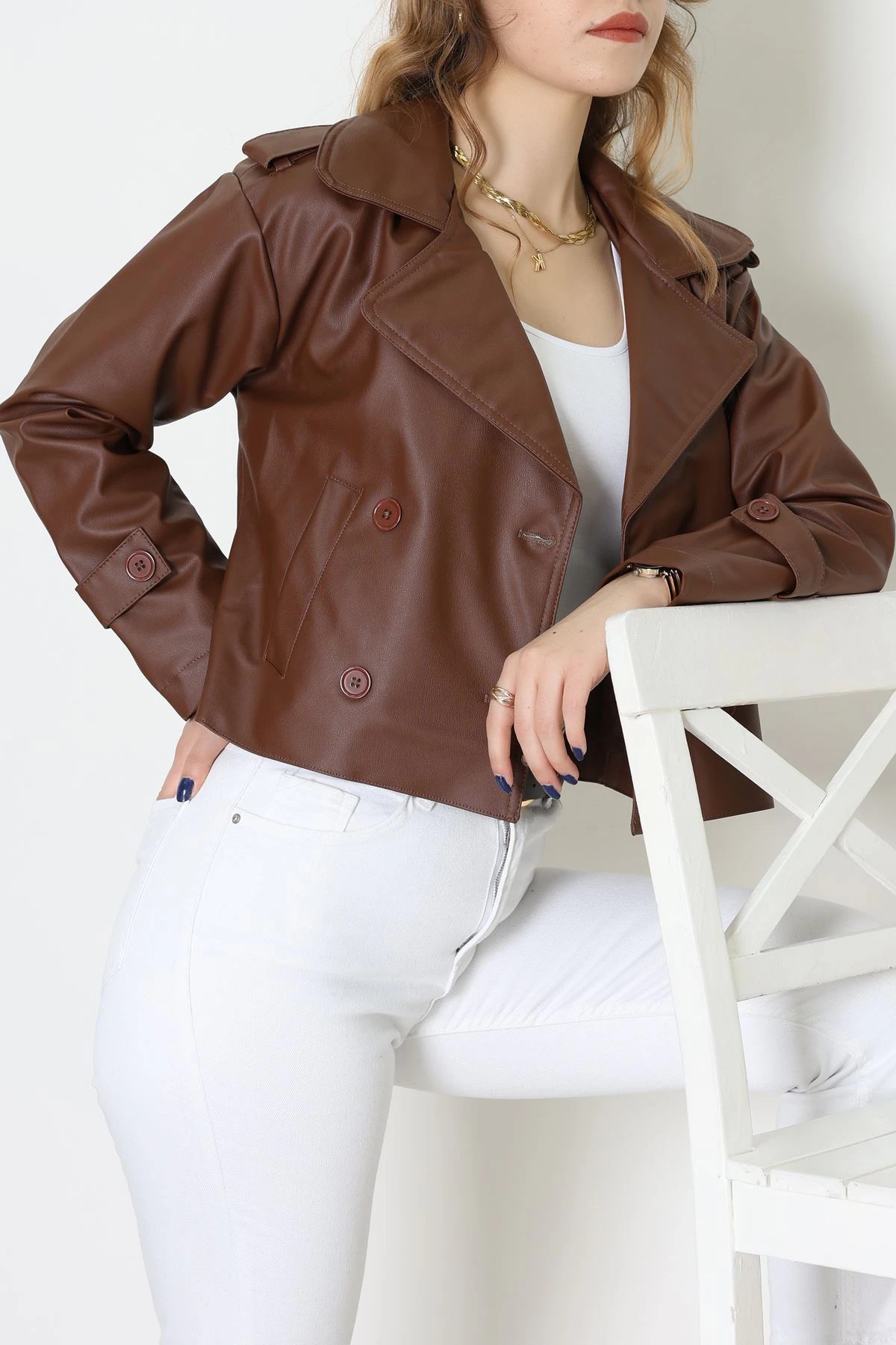 Astarlı Deri Ceket Kahve - 8678.179.