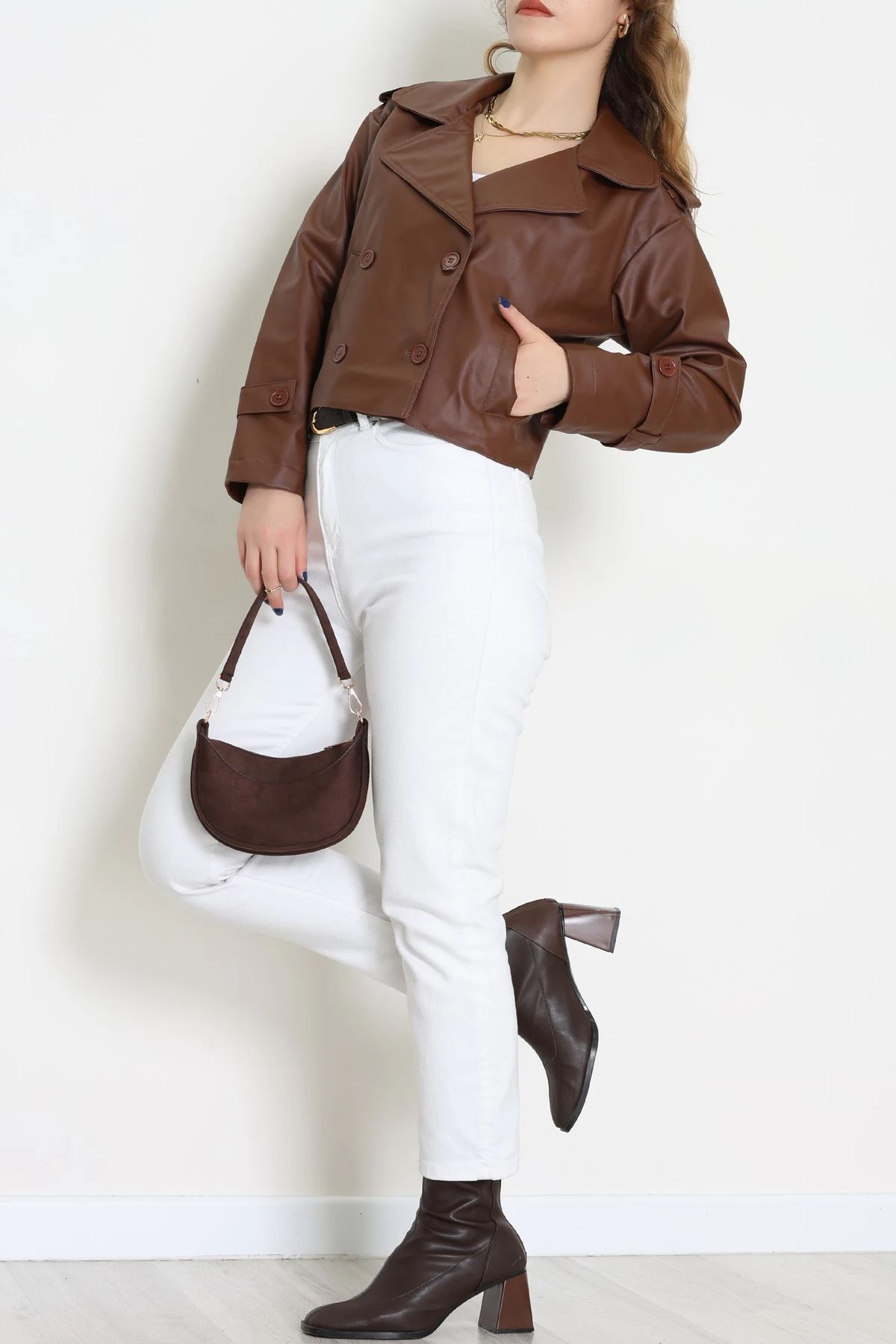 Astarlı Deri Ceket Kahve - 8678.179.