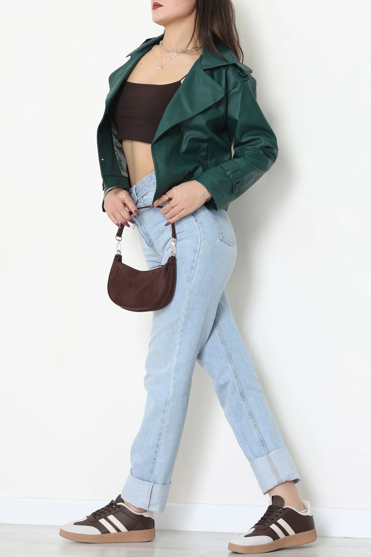 Astarlı Deri Ceket Zümrüt - 8678.179.