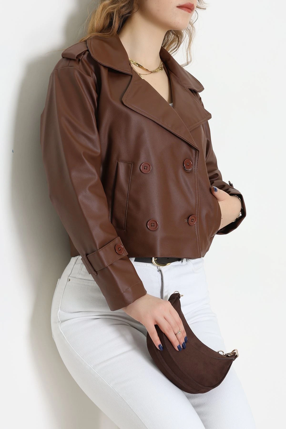 Astarlı Deri Ceket Kahve - 8678.179.