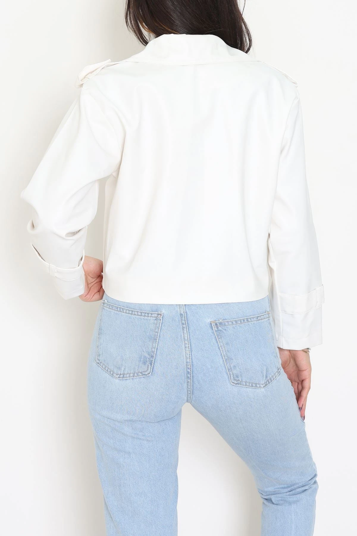 Astarlı Deri Ceket Beyaz - 8678.179.