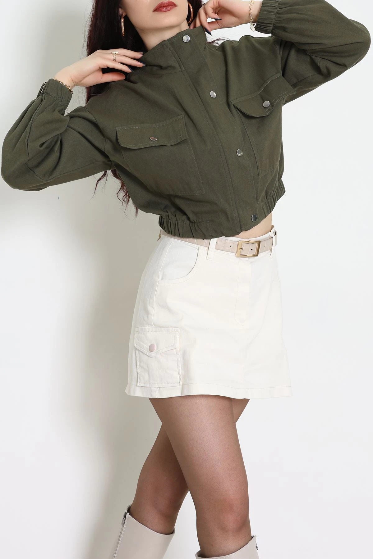 Arkası Baskılı Ceket Haki - 8737.179.