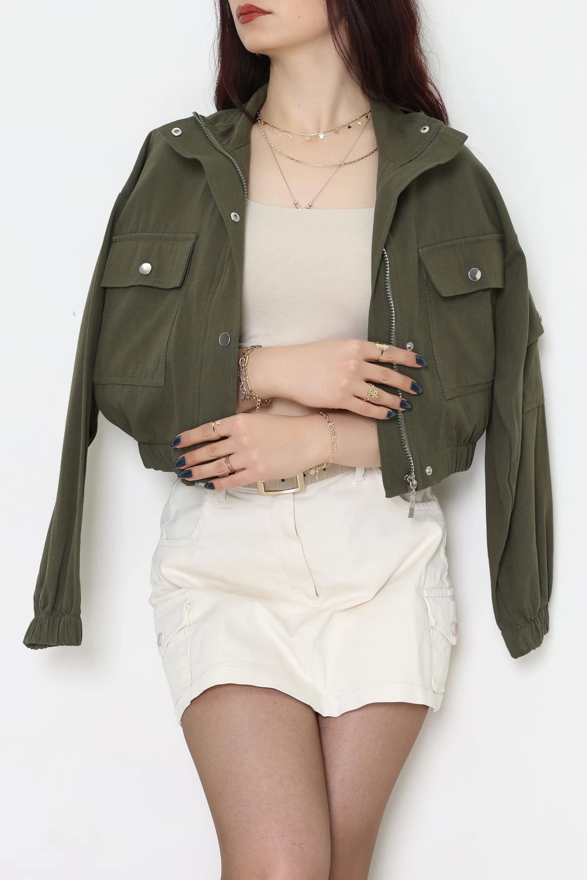 Arkası Baskılı Ceket Haki - 8737.179.