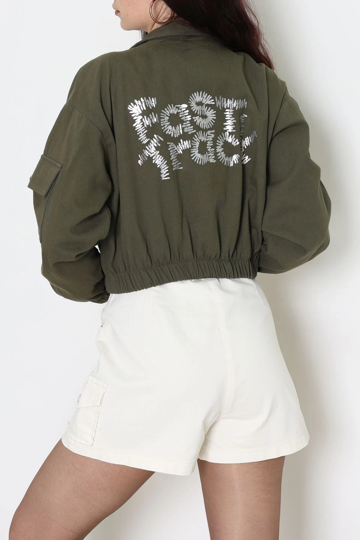 Arkası Baskılı Ceket Haki - 8737.179.