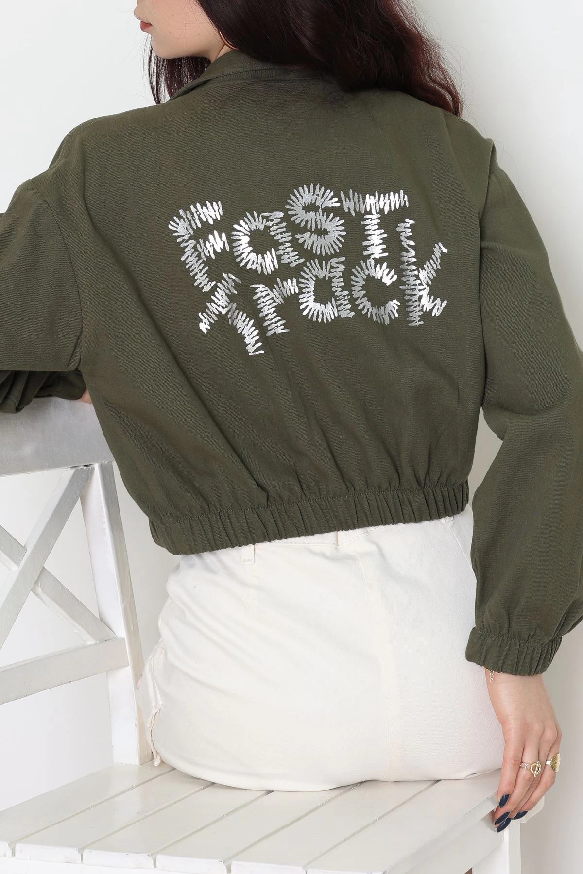 Arkası Baskılı Ceket Haki - 8737.179.