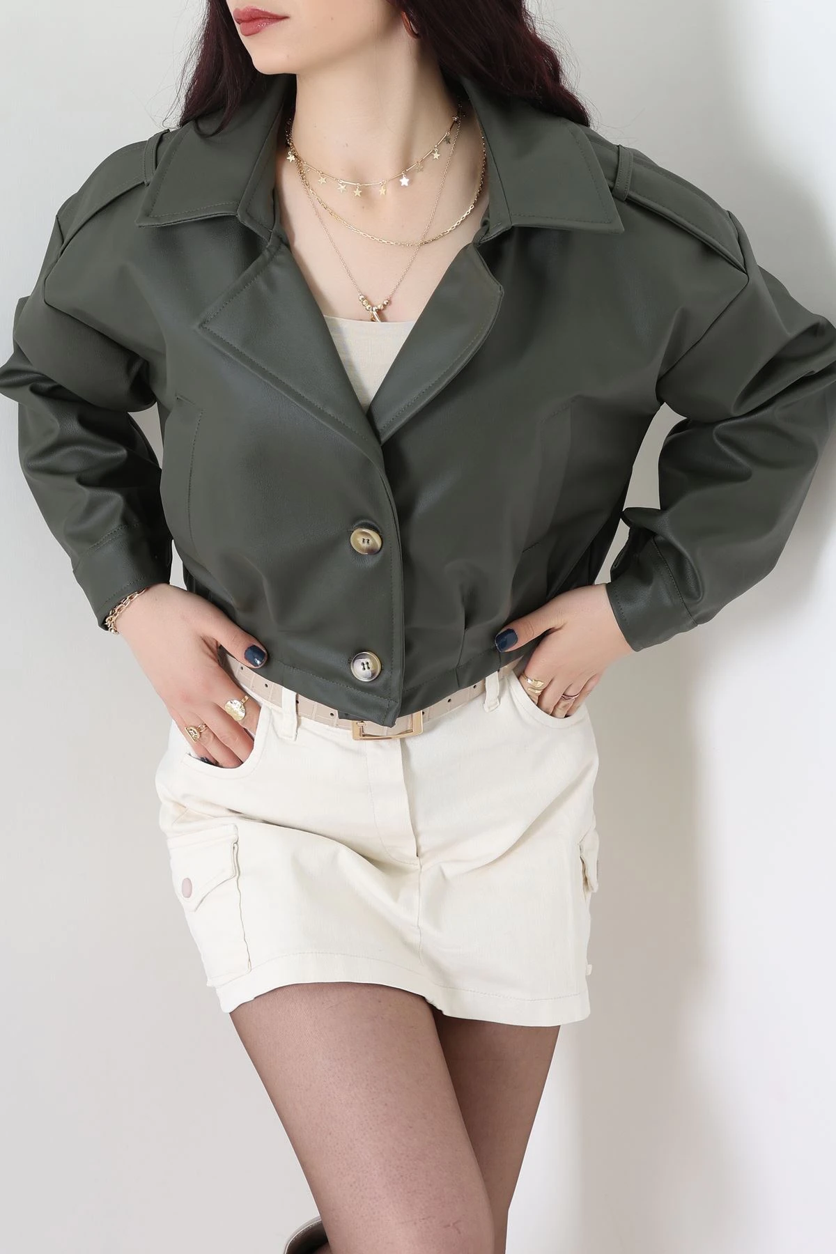 Astarlı Deri Ceket Zümrüt - 8770.179.