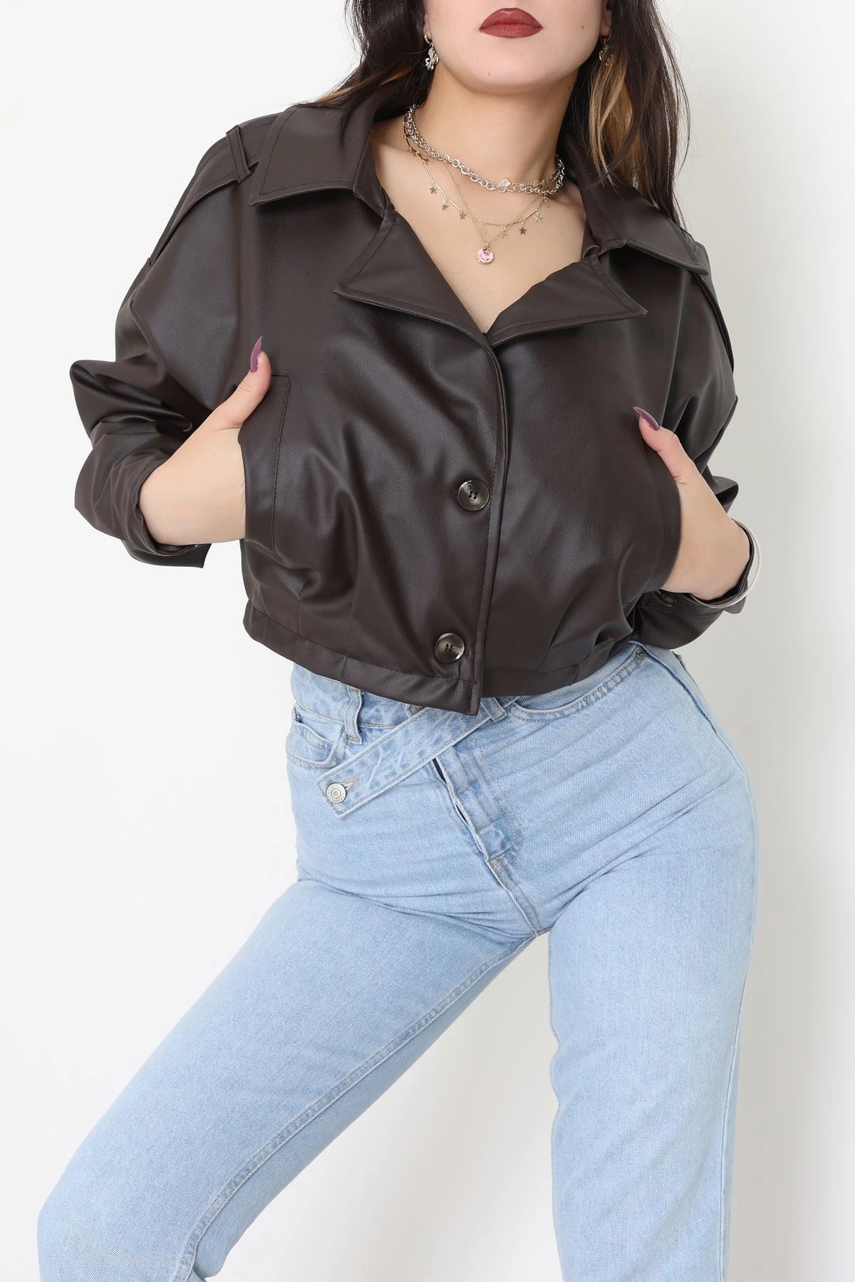 Astarlı Deri Ceket Acıkahve - 8770.179.