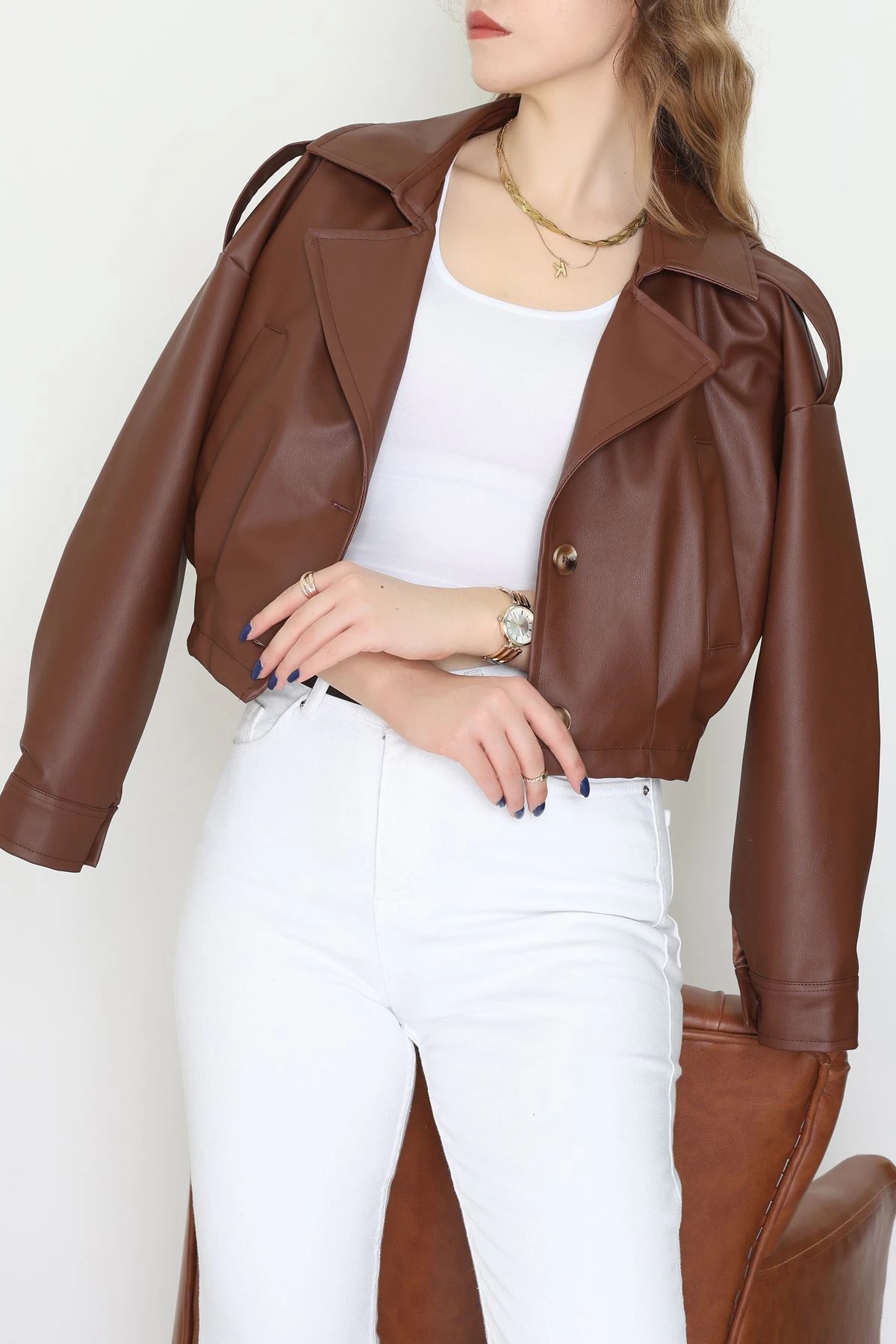 Astarlı Deri Ceket Kahve - 8770.179.